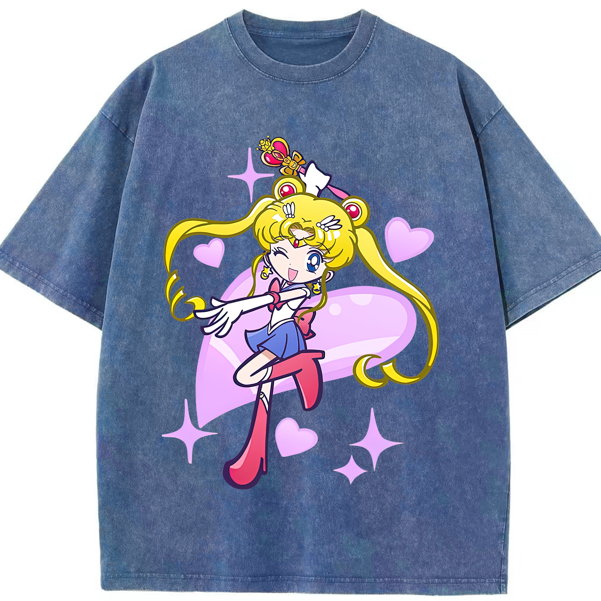 （画像用） 美少女戦士セーラームーン 月野 うさぎ つきの うさぎ Sailor Moon Tsukino Usagi 綿100% ヴィンテージ風 半袖Tシャツ（フロントプリント）
