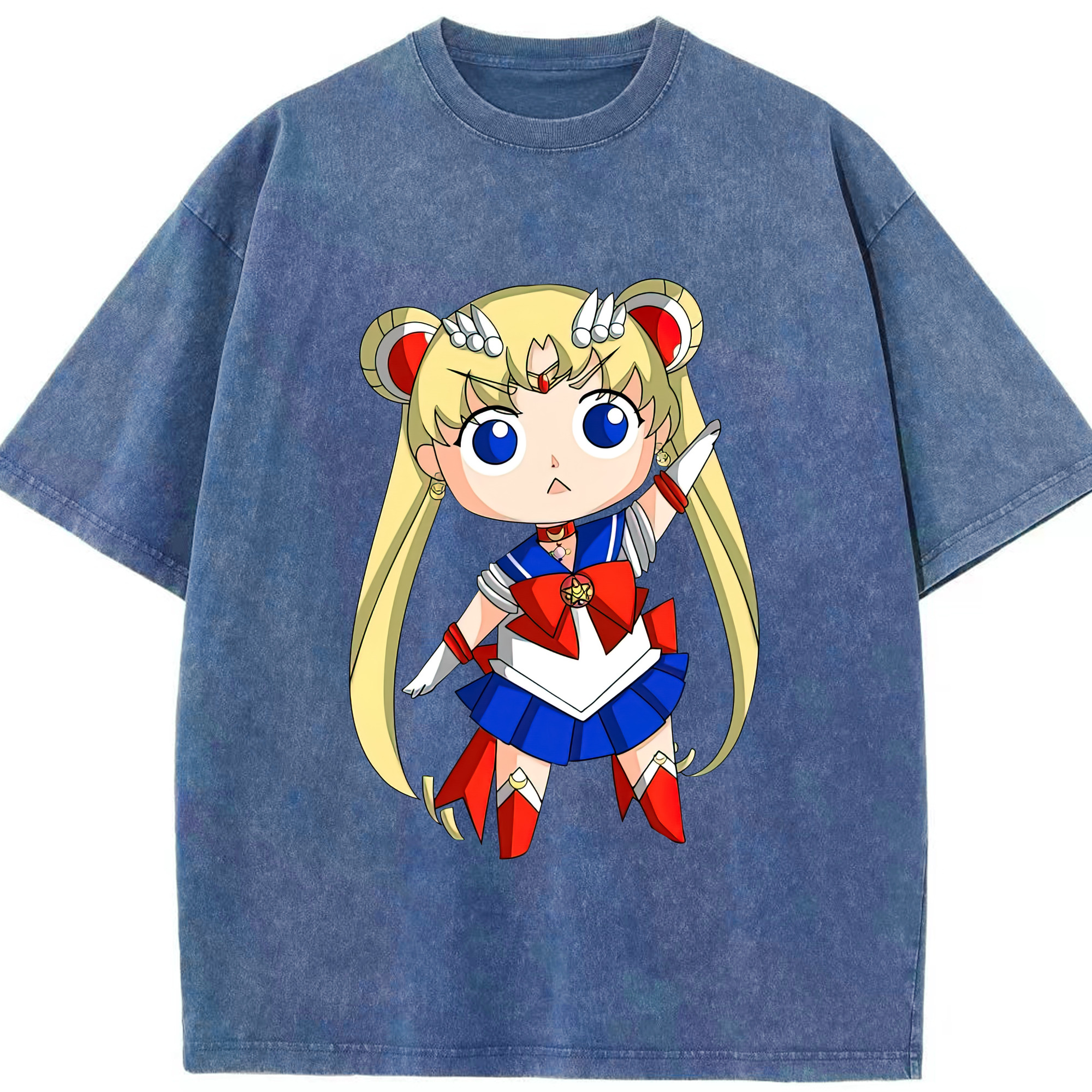（画像用） 美少女戦士セーラームーン 月野 うさぎ つきの うさぎ Sailor Moon Tsukino Usagi 綿100% ヴィンテージ風 半袖Tシャツ（フロントプリント）