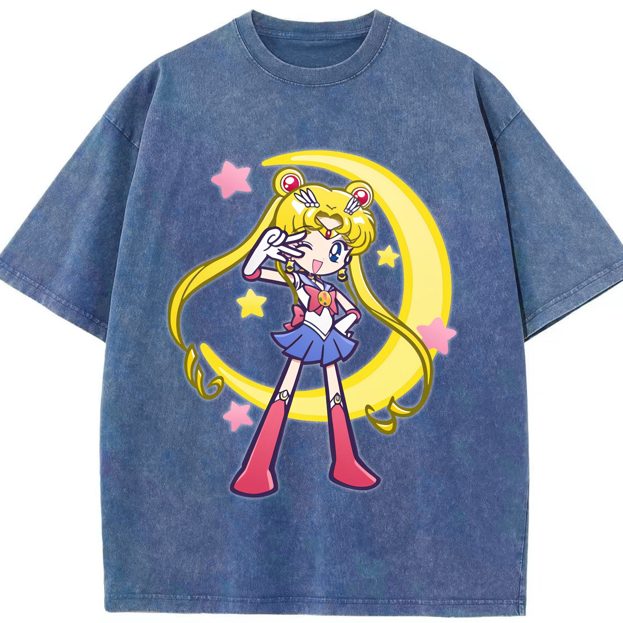 （画像用） 美少女戦士セーラームーン 月野 うさぎ つきの うさぎ Sailor Moon Tsukino Usagi 綿100% ヴィンテージ風 半袖Tシャツ（フロントプリント）