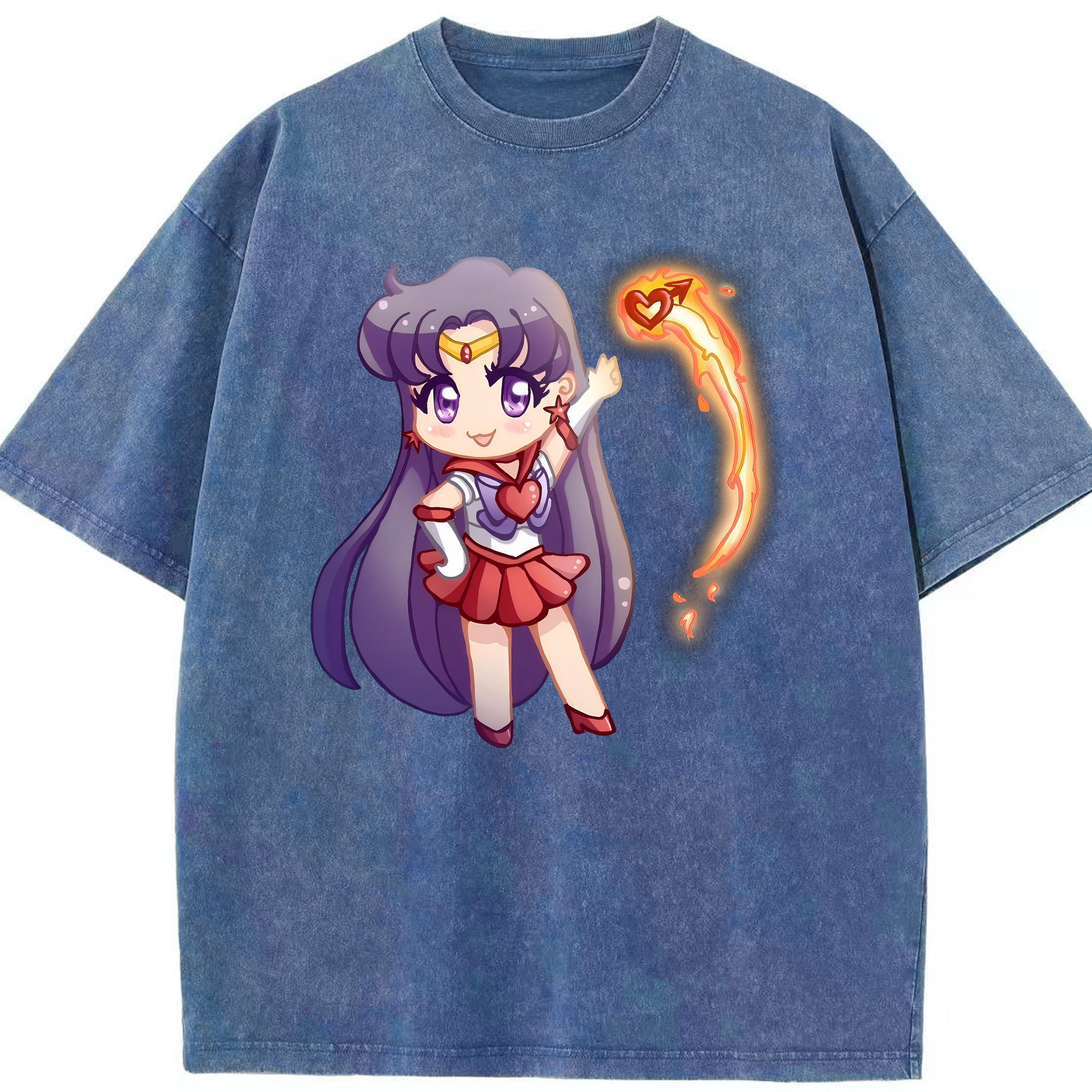 （画像用） 美少女戦士セーラームーン 火野レイ ひの レイ Sailor Moon Hino Rei （セーラーマーズ,Sailor Mars） 綿100% ヴィンテージ風 半袖Tシャツ（フロントプリント）