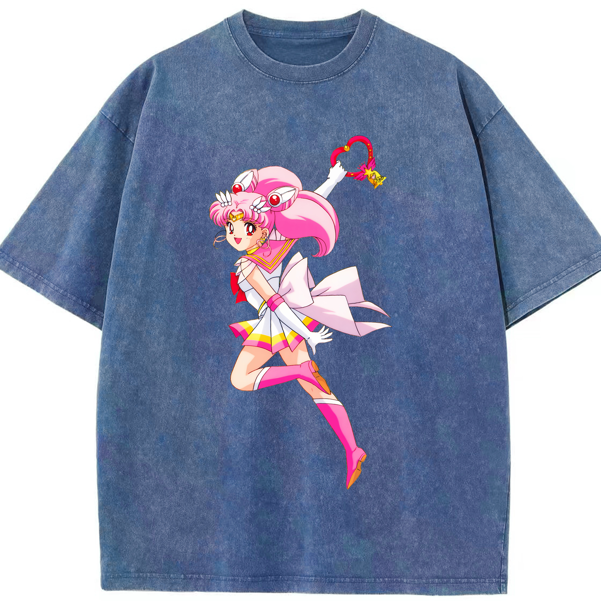 （画像用） 美少女戦士セーラームーン ちびうさ Sailor Moon Chibiusa Tsukino Usagi Small Lady Serenity 綿100% ヴィンテージ風 半袖Tシャツ（フロントプリント）
