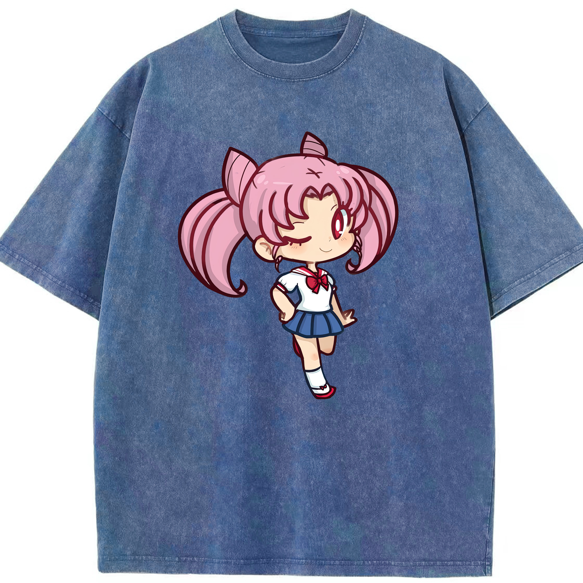 （画像用） 美少女戦士セーラームーン ちびうさ Sailor Moon Chibiusa Tsukino Usagi Small Lady Serenity 綿100% ヴィンテージ風 半袖Tシャツ（フロントプリント）