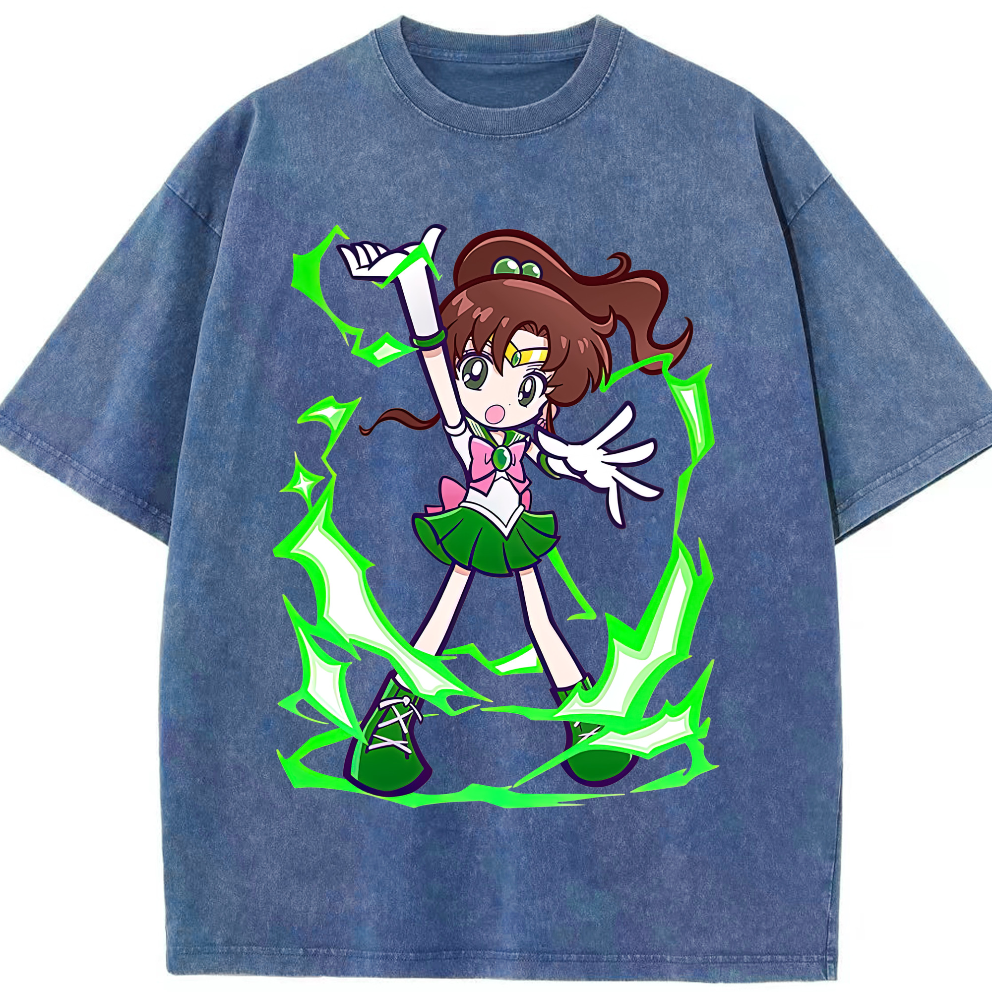 （画像用） 美少女戦士セーラームーン 木野 まこと きの まこと Sailor Moon Kino Makoto （セーラージュピター；Sailor Jupiter） 綿100% ヴィンテージ風 半袖Tシャツ（フロントプリント）