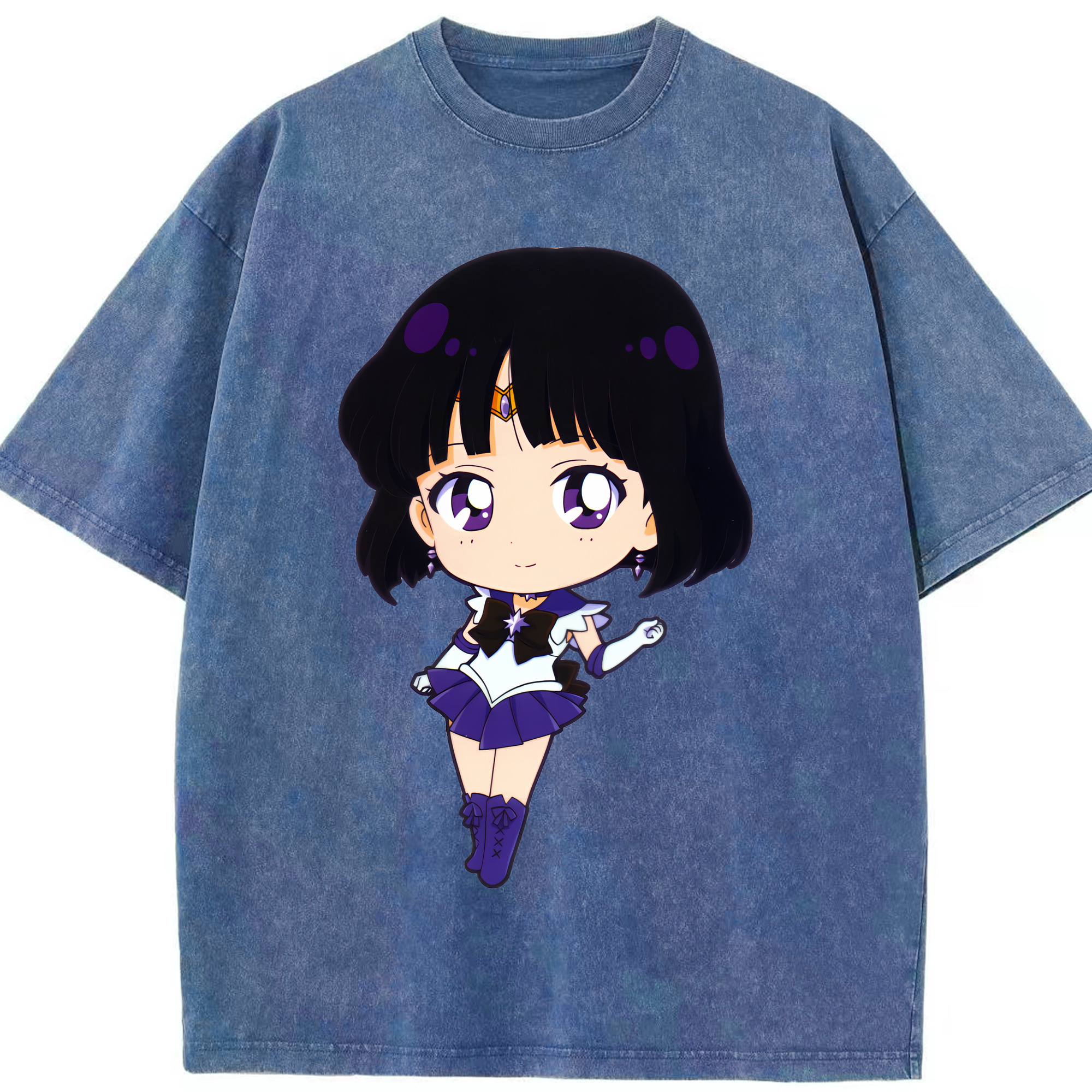 （画像用） 美少女戦士セーラームーン 土萠ほたる Sailor Moon Tomoe Hotaru （セーラーサターン；Sailor Saturn） 綿100% ヴィンテージ風 半袖Tシャツ（フロントプリント）