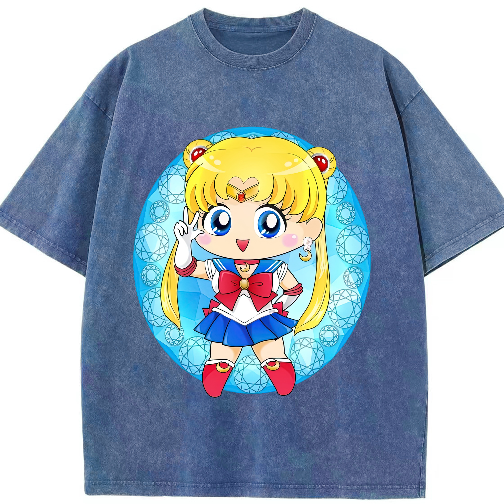 （画像用） 美少女戦士セーラームーン 月野 うさぎ つきの うさぎ Sailor Moon Tsukino Usagi 綿100% ヴィンテージ風 半袖Tシャツ（フロントプリント）