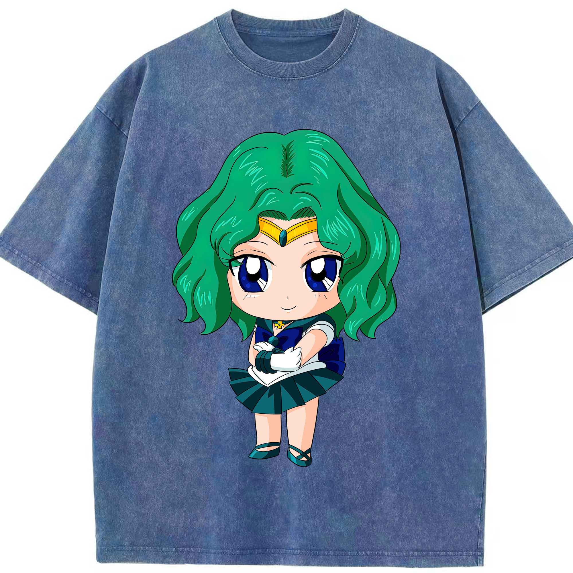 （画像用） 美少女戦士セーラームーン 海王 みちる（かいおう みちる） Sailor Moon Kaiou Michiru 綿100% ヴィンテージ風 半袖Tシャツ（フロントプリント）