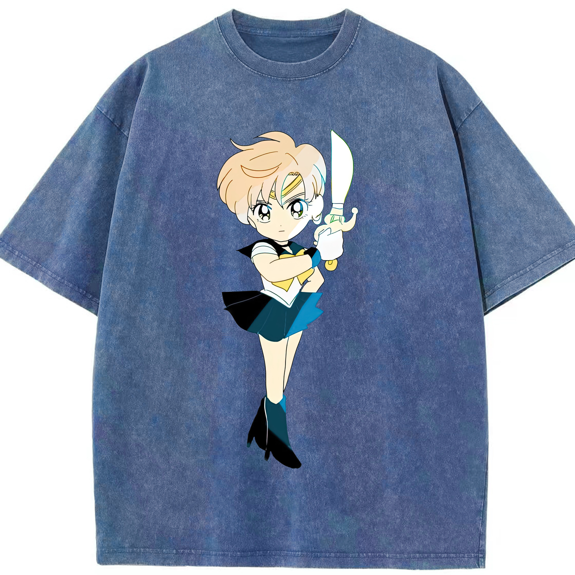 （画像用） 美少女戦士セーラームーン 天王はるか Sailor Moon Tenoh Haruka 綿100% ヴィンテージ風 半袖Tシャツ（フロントプリント）