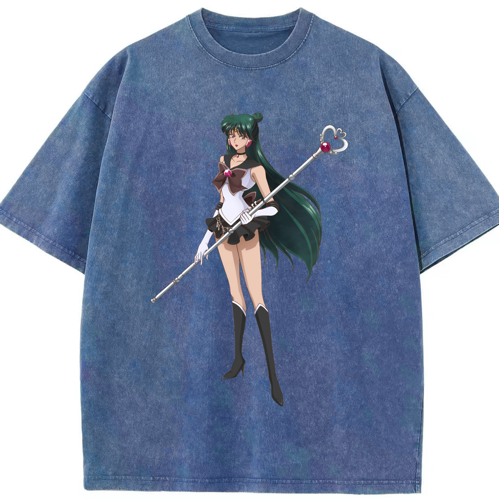 （画像用） 美少女戦士セーラームーン 冥王せつな Sailor Moon Meiou Setsuna 綿100% ヴィンテージ風 半袖Tシャツ（フロントプリント）