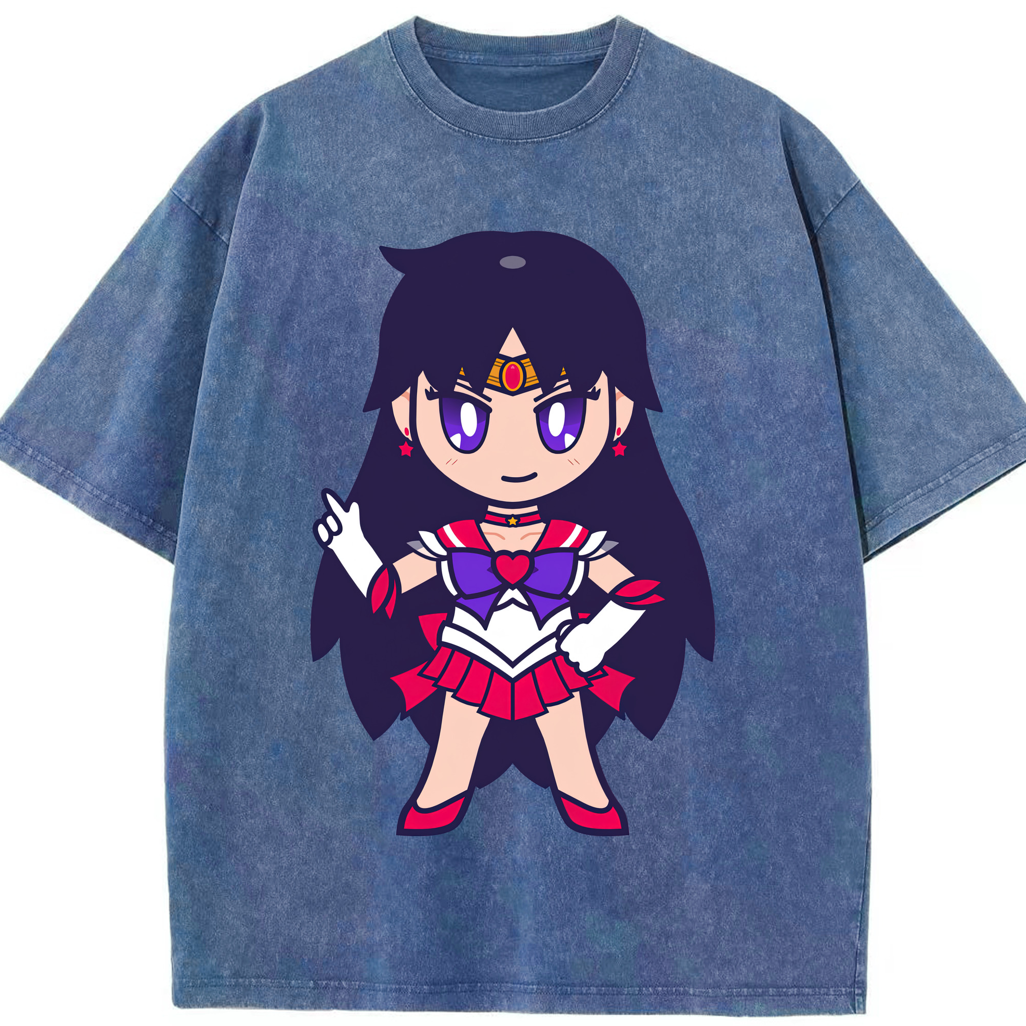 （画像用） 美少女戦士セーラームーン 火野レイ ひの レイ Sailor Moon Hino Rei （セーラーマーズ,Sailor Mars） 綿100% ヴィンテージ風 半袖Tシャツ（フロントプリント）