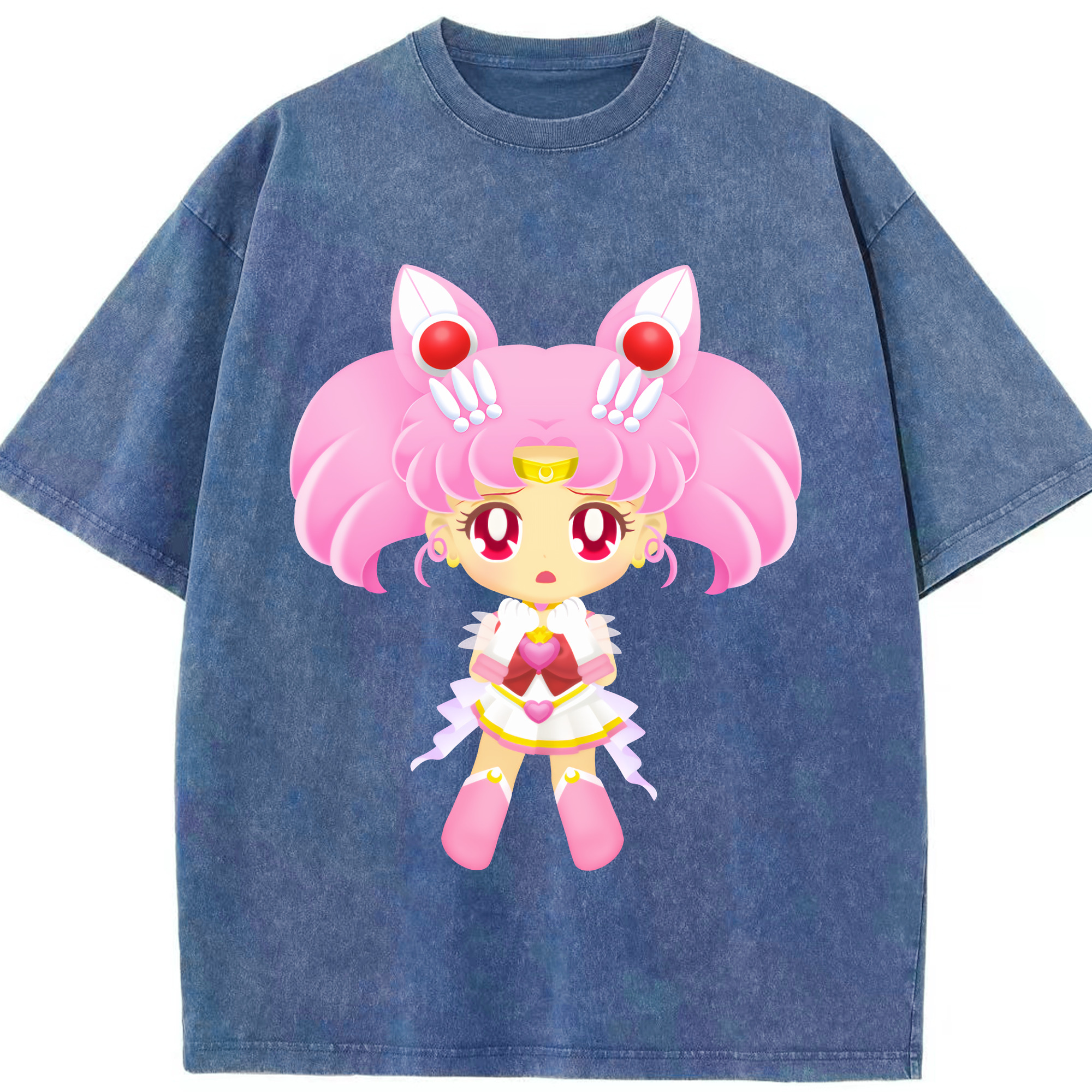 （画像用） 美少女戦士セーラームーン ちびうさ Sailor Moon Chibiusa Tsukino Usagi Small Lady Serenity 綿100% ヴィンテージ風 半袖Tシャツ（フロントプリント）