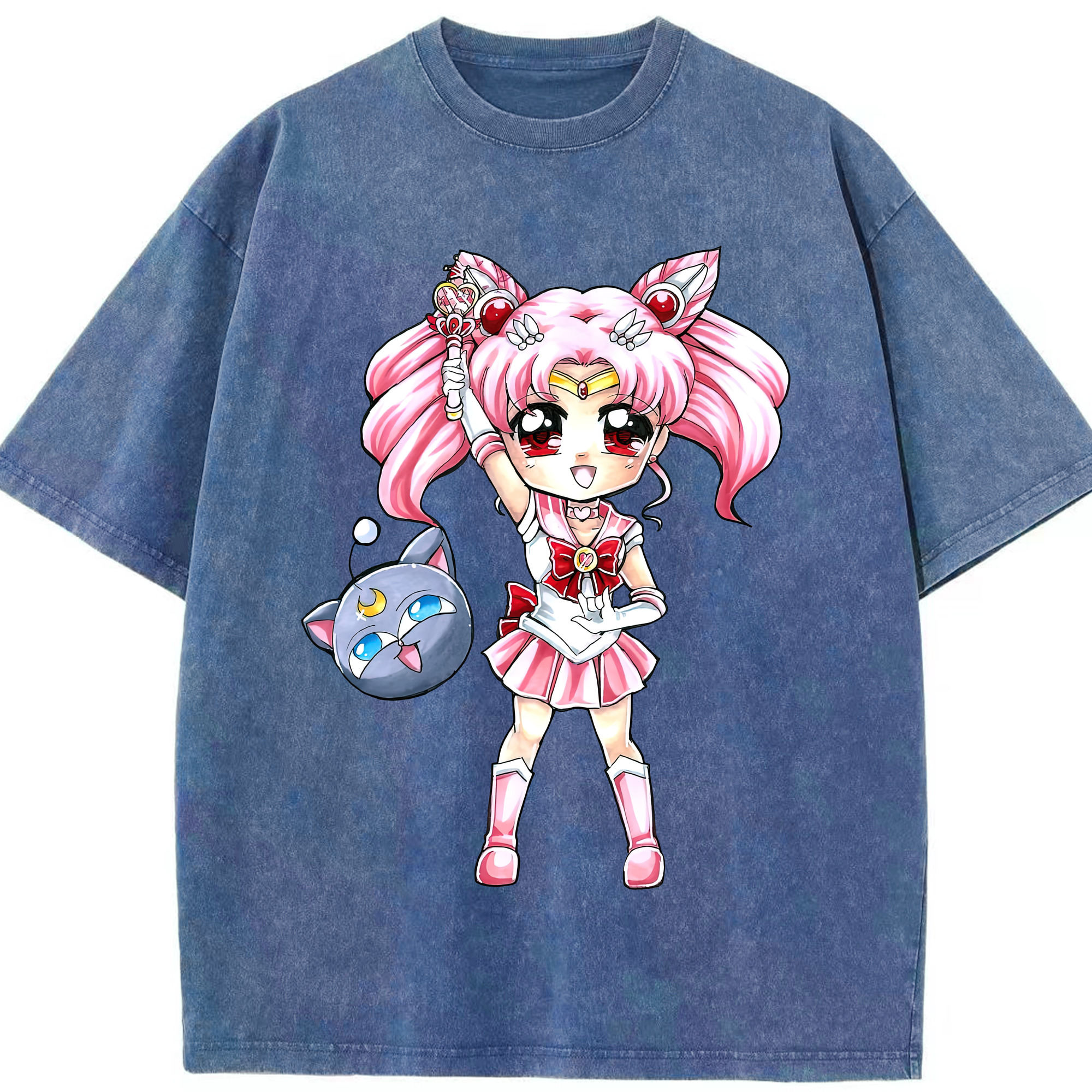 （画像用） 美少女戦士セーラームーン ちびうさ Sailor Moon Chibiusa Tsukino Usagi Small Lady Serenity 綿100% ヴィンテージ風 半袖Tシャツ（フロントプリント）