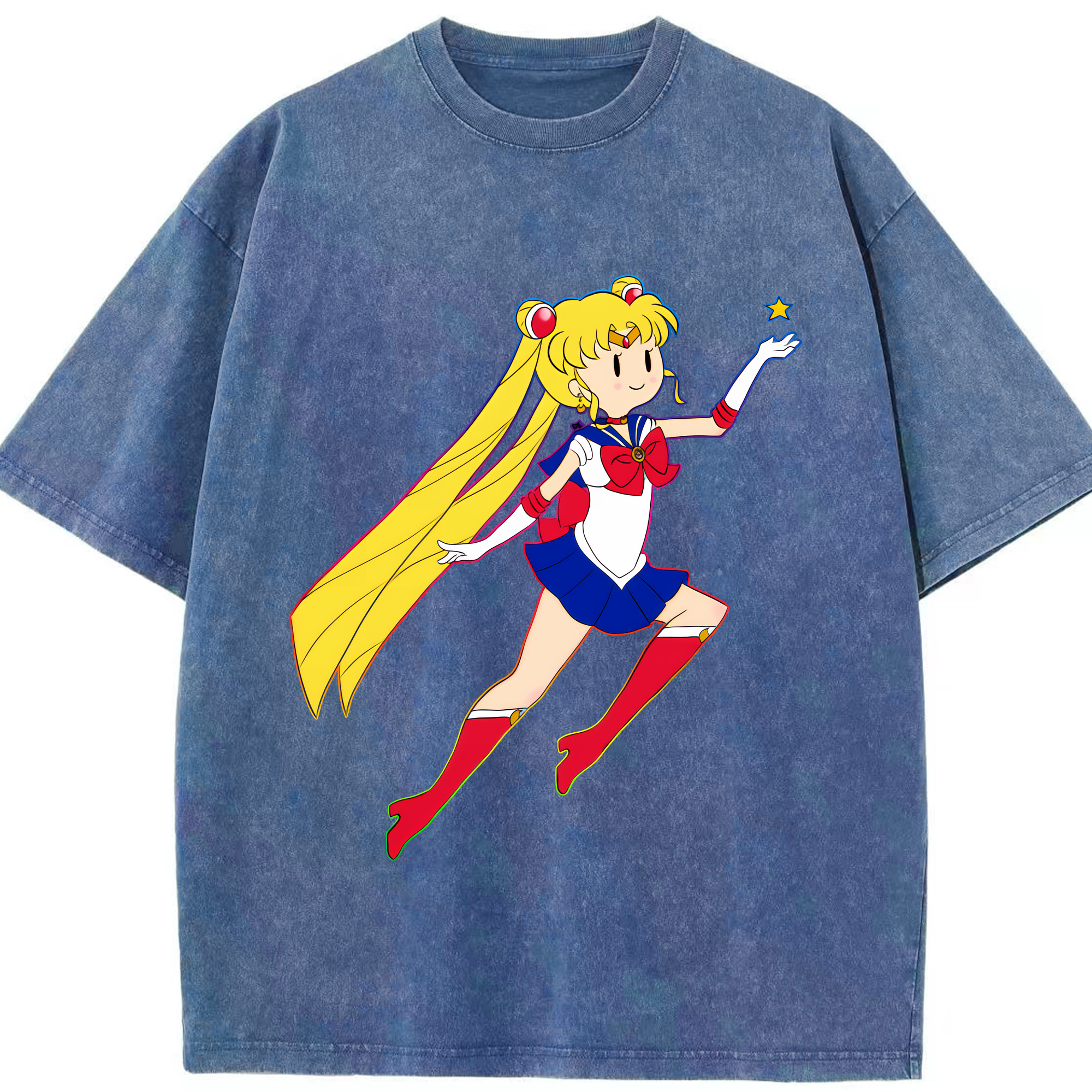 （画像用） 美少女戦士セーラームーン 月野 うさぎ つきの うさぎ Sailor Moon Tsukino Usagi 綿100% ヴィンテージ風 半袖Tシャツ（フロントプリント）