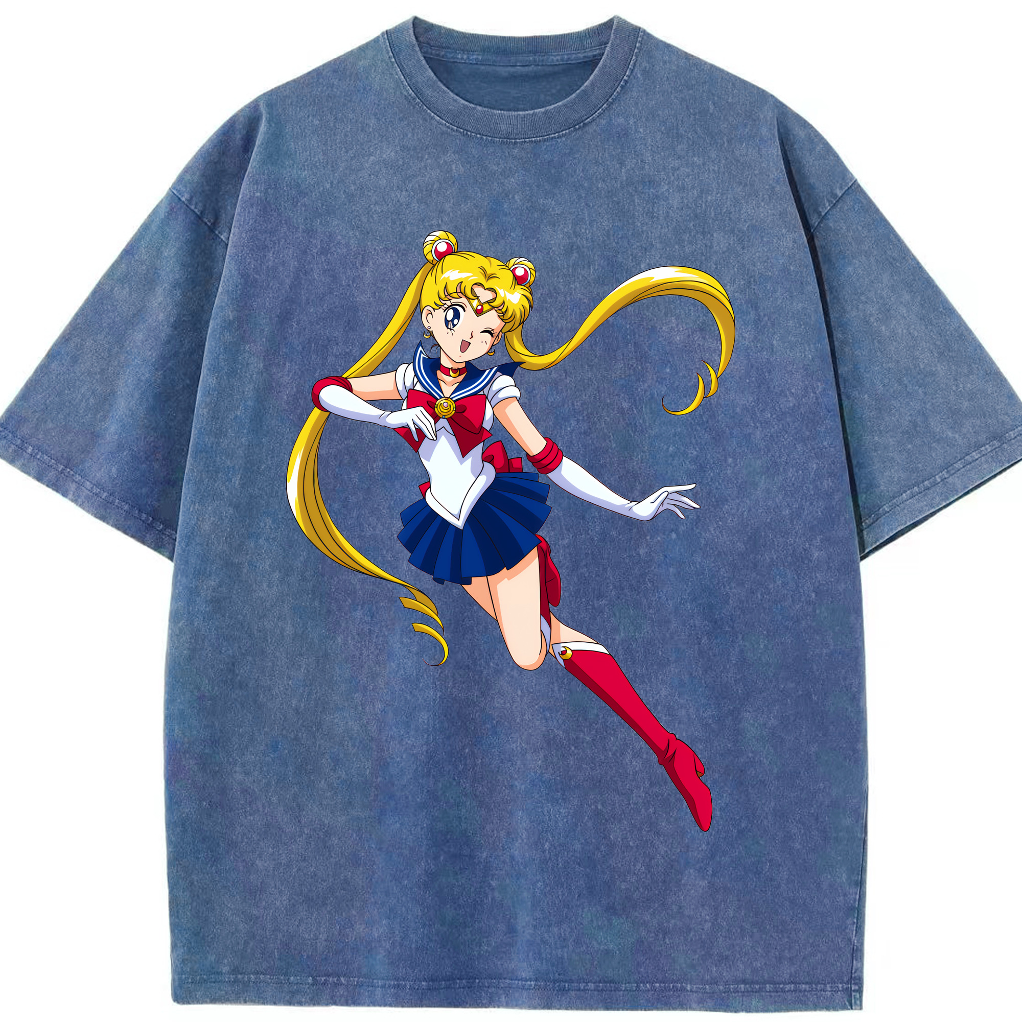 （画像用） 美少女戦士セーラームーン 月野 うさぎ つきの うさぎ Sailor Moon Tsukino Usagi 綿100% ヴィンテージ風 半袖Tシャツ（フロントプリント）