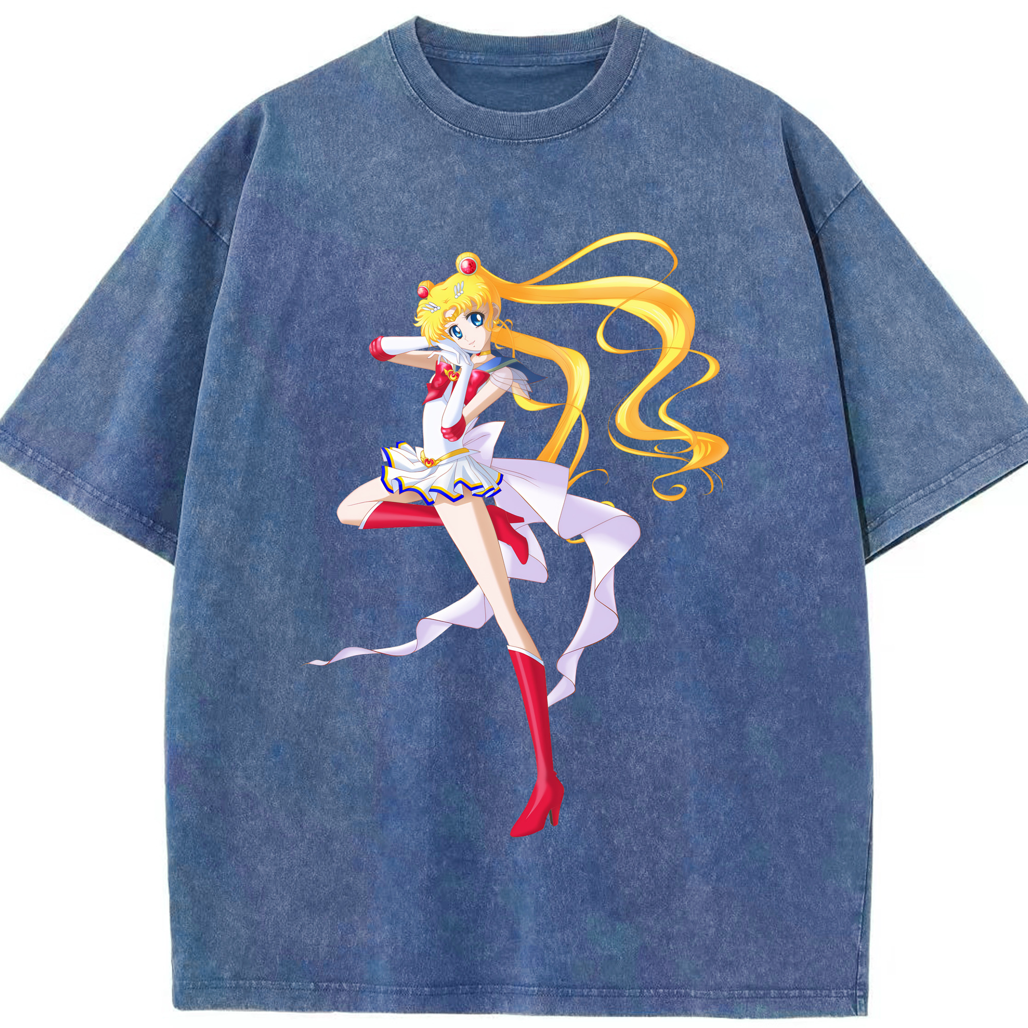 （画像用） 美少女戦士セーラームーン 月野 うさぎ つきの うさぎ Sailor Moon Tsukino Usagi 綿100% ヴィンテージ風 半袖Tシャツ（フロントプリント）