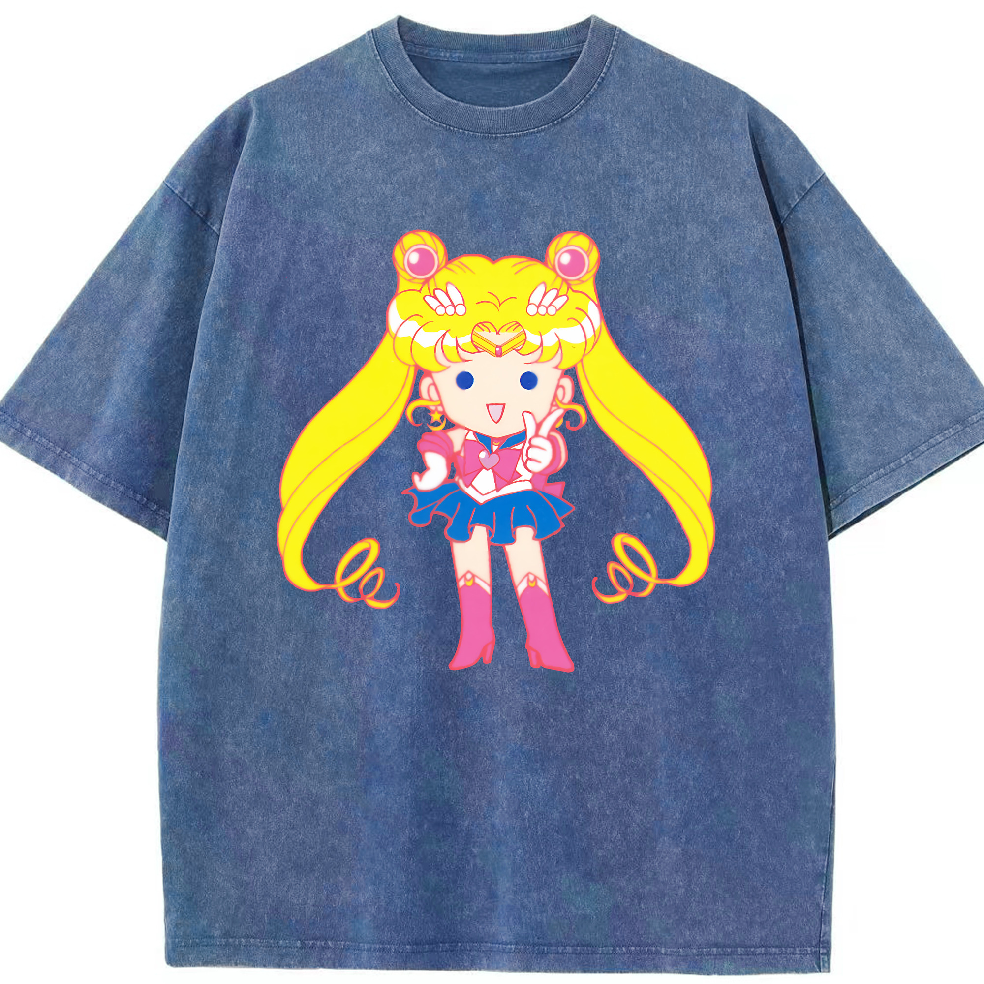 （画像用） 美少女戦士セーラームーン 月野 うさぎ つきの うさぎ Sailor Moon Tsukino Usagi 綿100% ヴィンテージ風 半袖Tシャツ（フロントプリント）