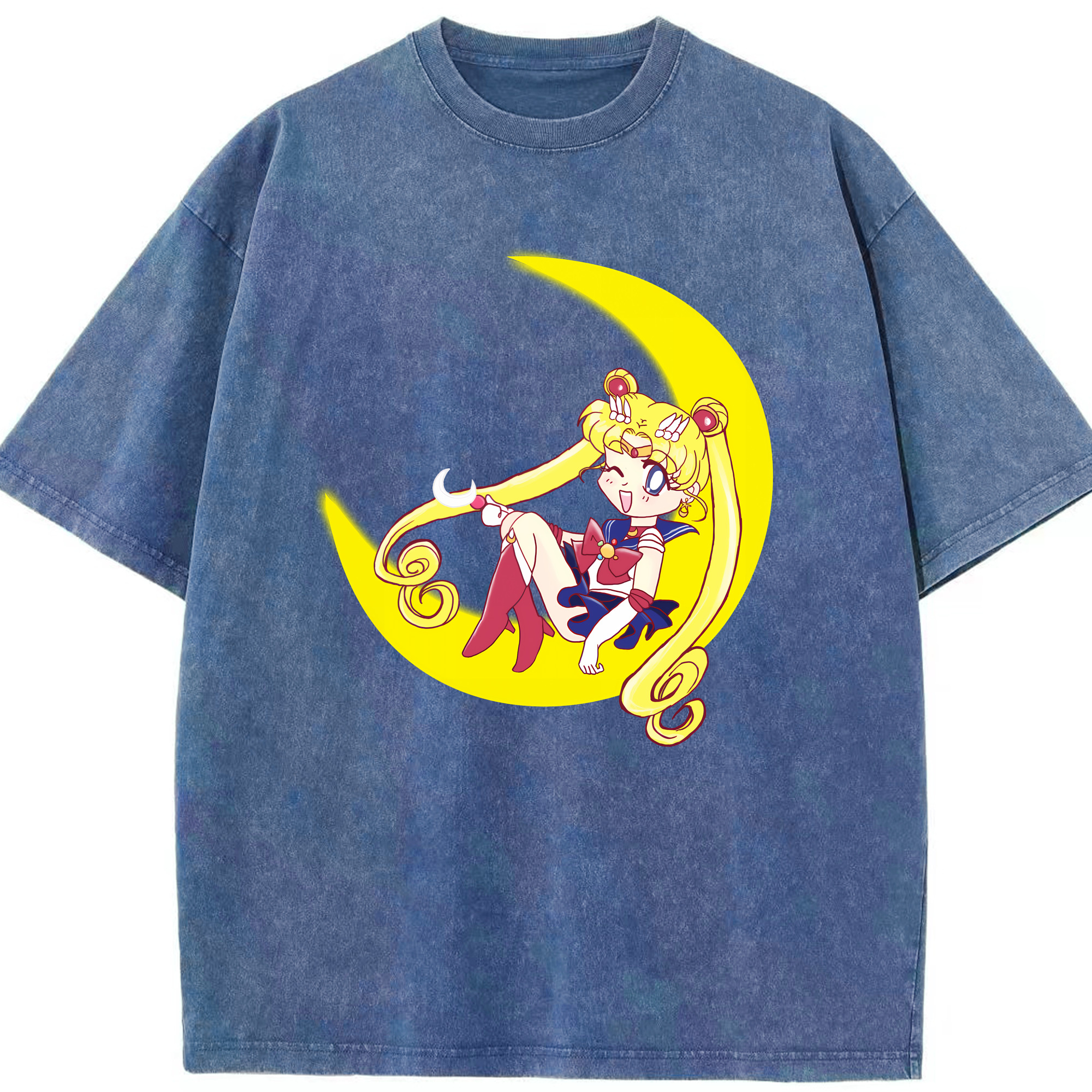 （画像用） 美少女戦士セーラームーン 月野 うさぎ つきの うさぎ Sailor Moon Tsukino Usagi 綿100% ヴィンテージ風 半袖Tシャツ（フロントプリント）