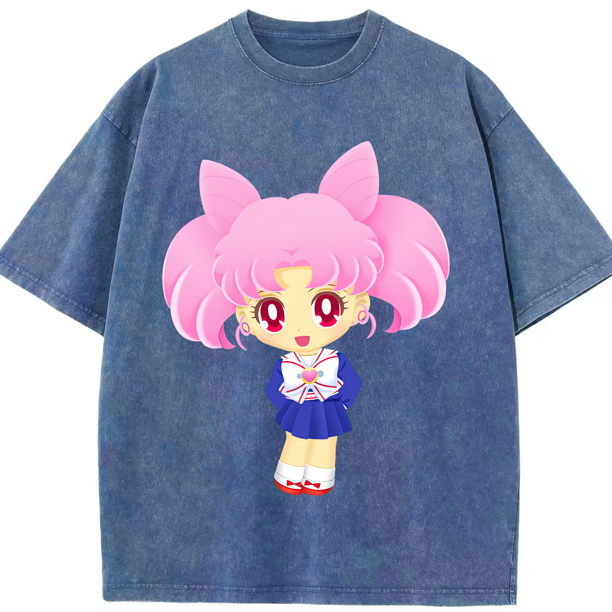 （画像用） 美少女戦士セーラームーン ちびうさ Sailor Moon Chibiusa Tsukino Usagi Small Lady Serenity 綿100% ヴィンテージ風 半袖Tシャツ（フロントプリント）