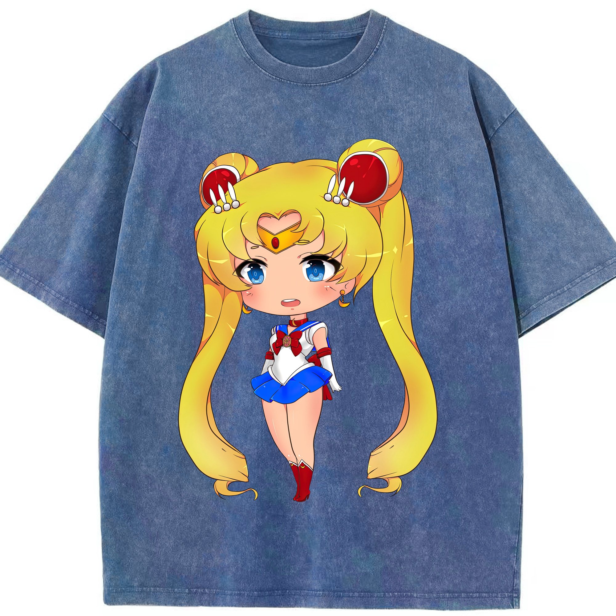 （画像用） 美少女戦士セーラームーン 月野 うさぎ つきの うさぎ Sailor Moon Tsukino Usagi 綿100% ヴィンテージ風 半袖Tシャツ（フロントプリント）