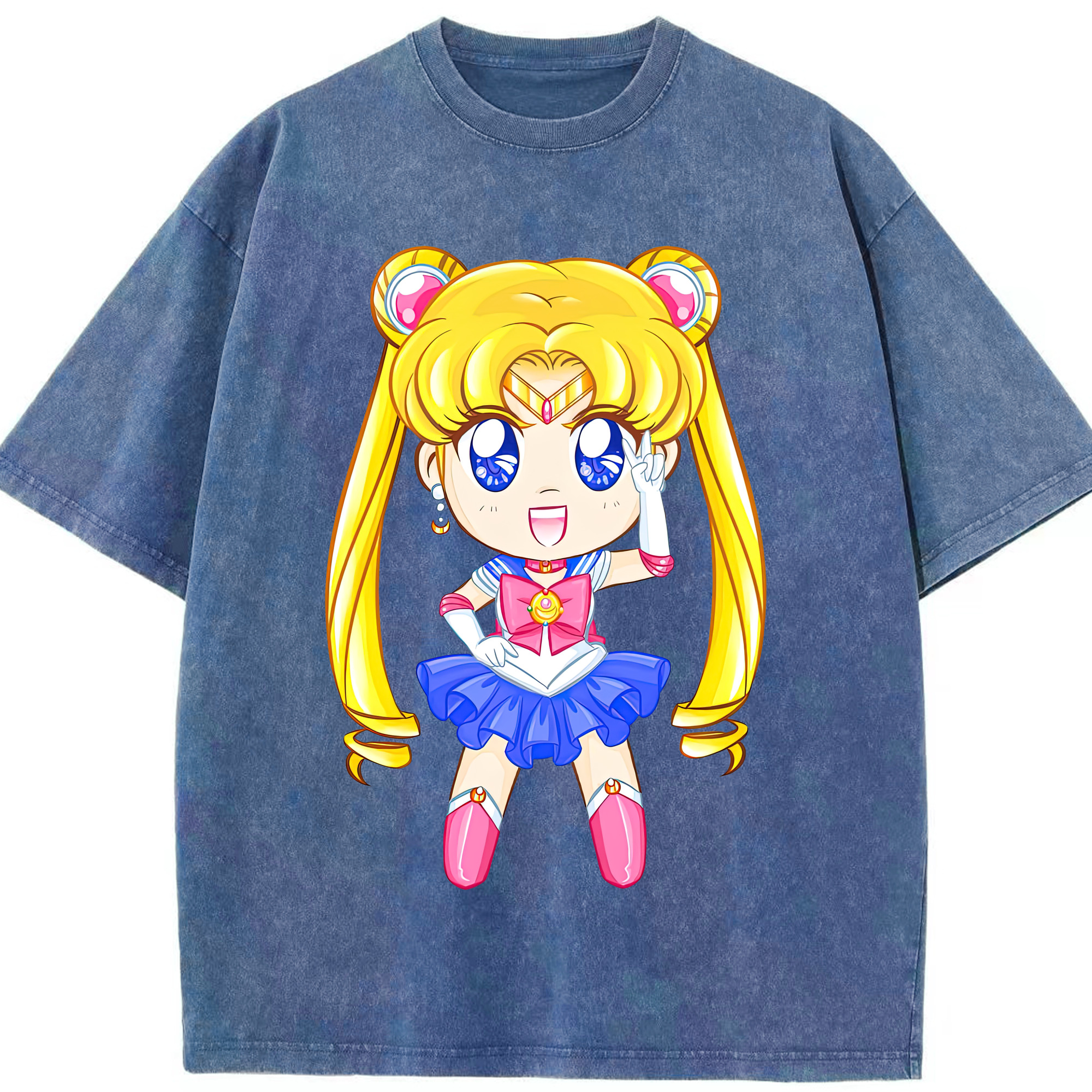 （画像用） 美少女戦士セーラームーン 月野 うさぎ つきの うさぎ Sailor Moon Tsukino Usagi 綿100% ヴィンテージ風 半袖Tシャツ（フロントプリント）