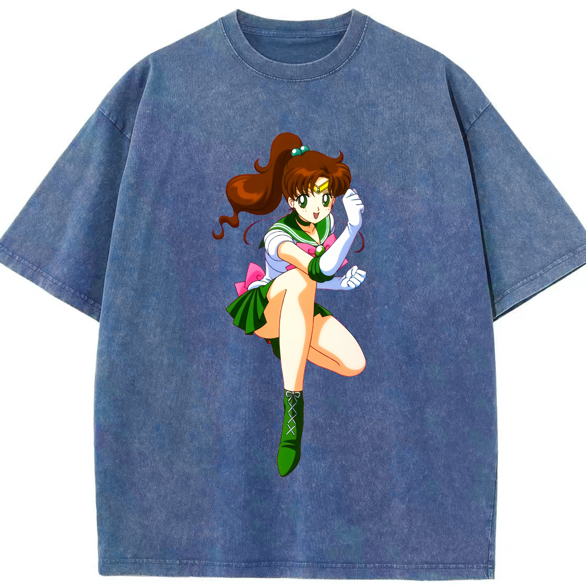 （画像用） 美少女戦士セーラームーン 木野 まこと きの まこと Sailor Moon Kino Makoto （セーラージュピター；Sailor Jupiter） 綿100% ヴィンテージ風 半袖Tシャツ（フロントプリント）