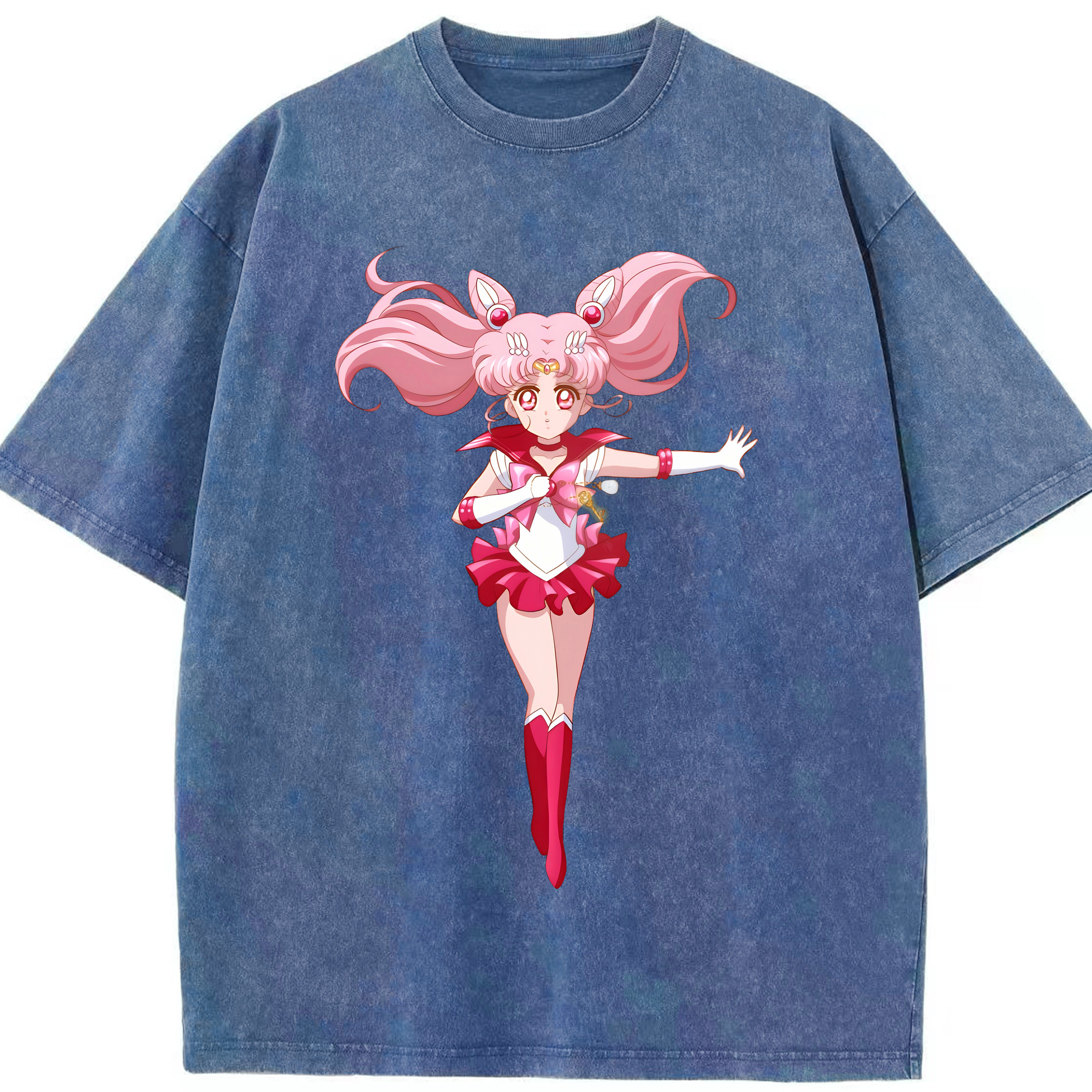（画像用） 美少女戦士セーラームーン ちびうさ Sailor Moon Chibiusa Tsukino Usagi Small Lady Serenity 綿100% ヴィンテージ風 半袖Tシャツ（フロントプリント）