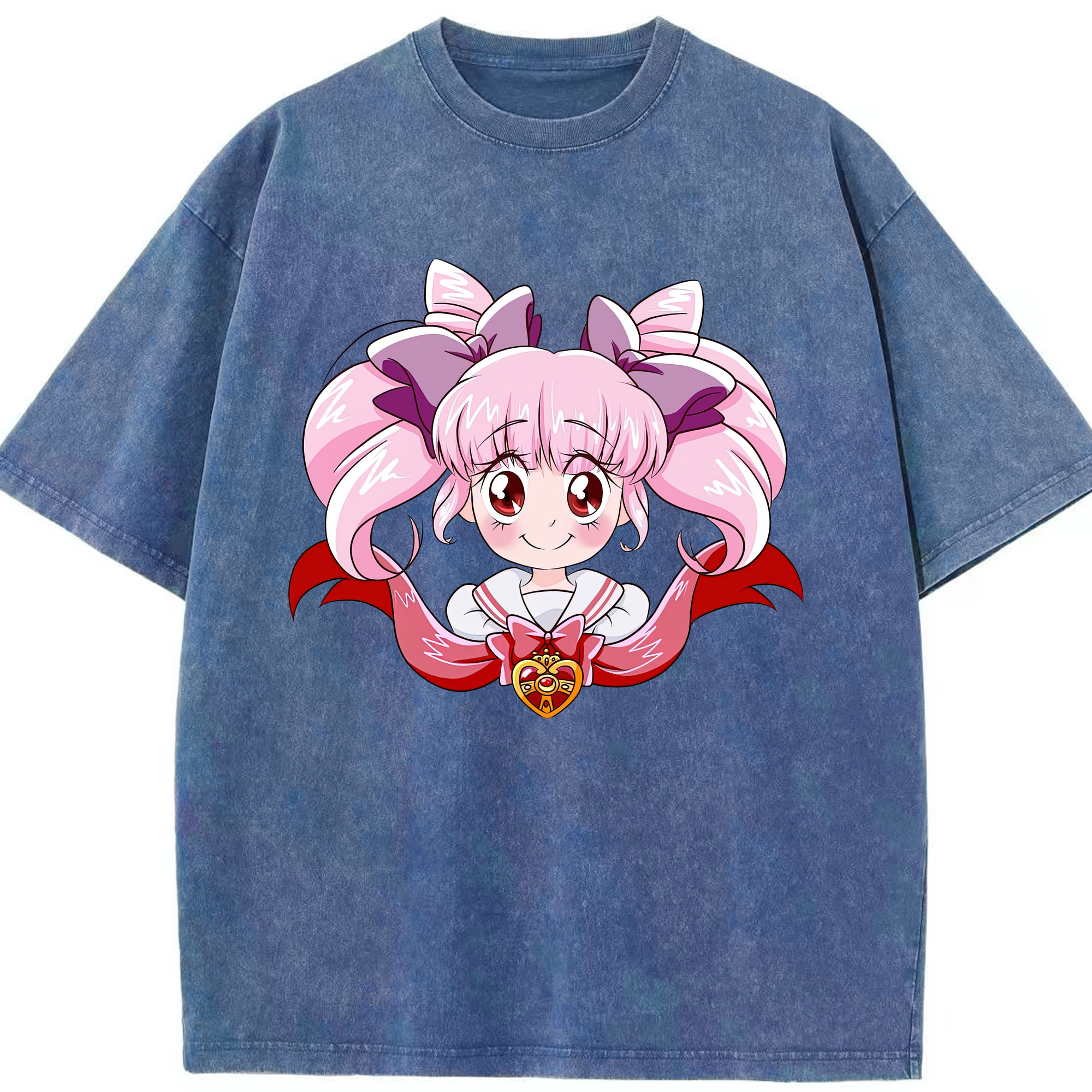 （画像用） 美少女戦士セーラームーン ちびうさ Sailor Moon Chibiusa Tsukino Usagi Small Lady Serenity 綿100% ヴィンテージ風 半袖Tシャツ（フロントプリント）