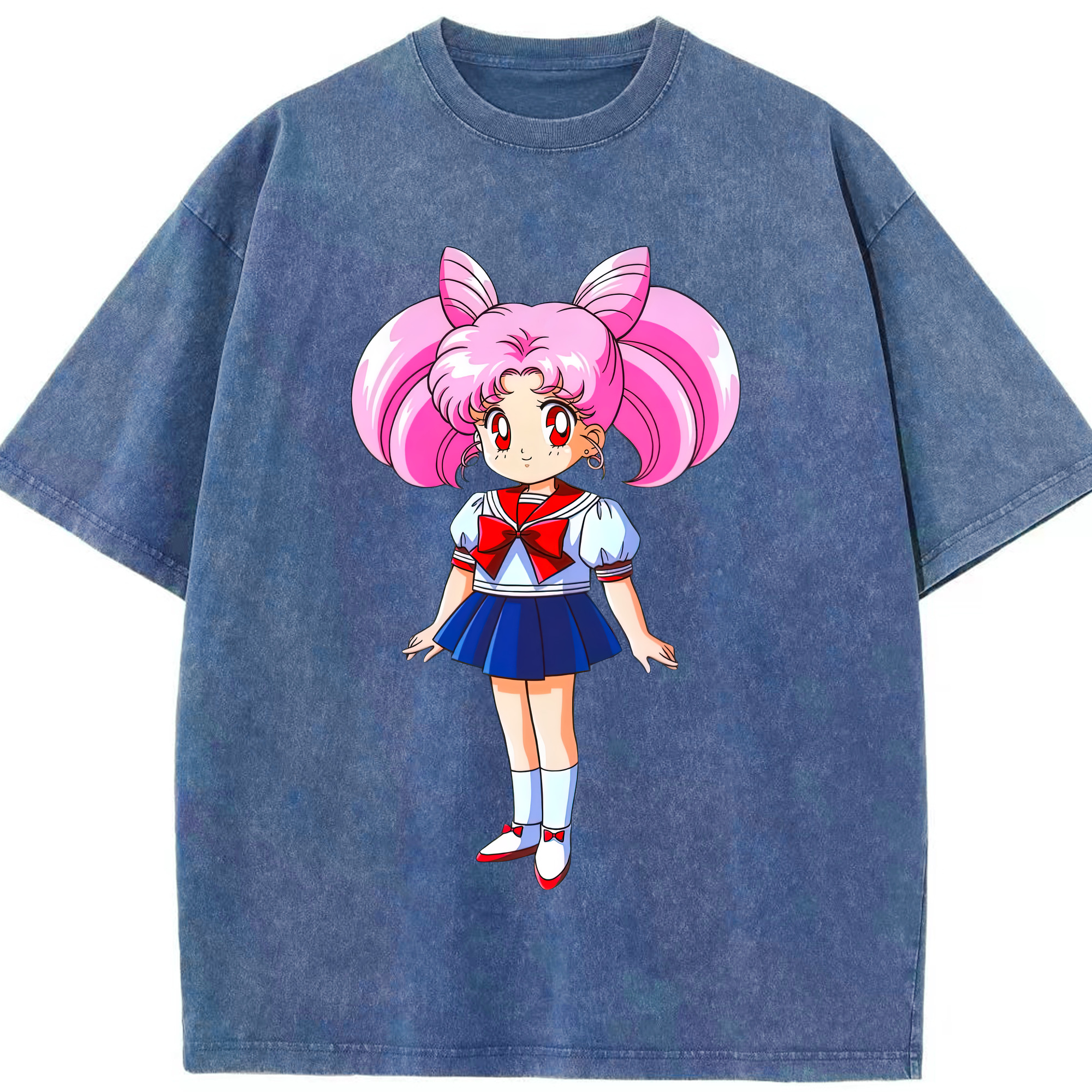 （画像用） 美少女戦士セーラームーン ちびうさ Sailor Moon Chibiusa Tsukino Usagi Small Lady Serenity 綿100% ヴィンテージ風 半袖Tシャツ（フロントプリント）
