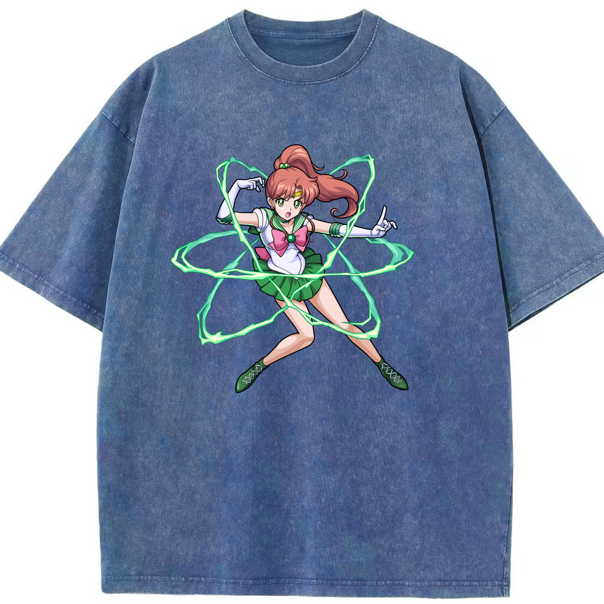 （画像用） 美少女戦士セーラームーン 木野 まこと きの まこと Sailor Moon Kino Makoto （セーラージュピター；Sailor Jupiter） 綿100% ヴィンテージ風 半袖Tシャツ（フロントプリント）