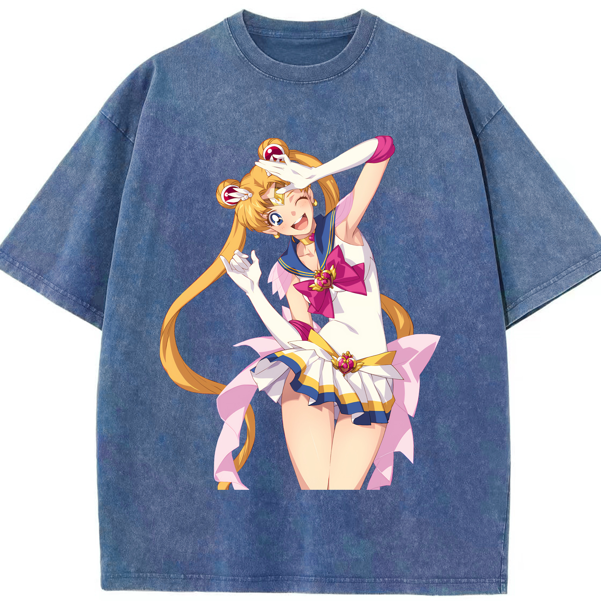 （画像用） 美少女戦士セーラームーン 月野 うさぎ つきの うさぎ Sailor Moon Tsukino Usagi 綿100% ヴィンテージ風 半袖Tシャツ（フロントプリント）