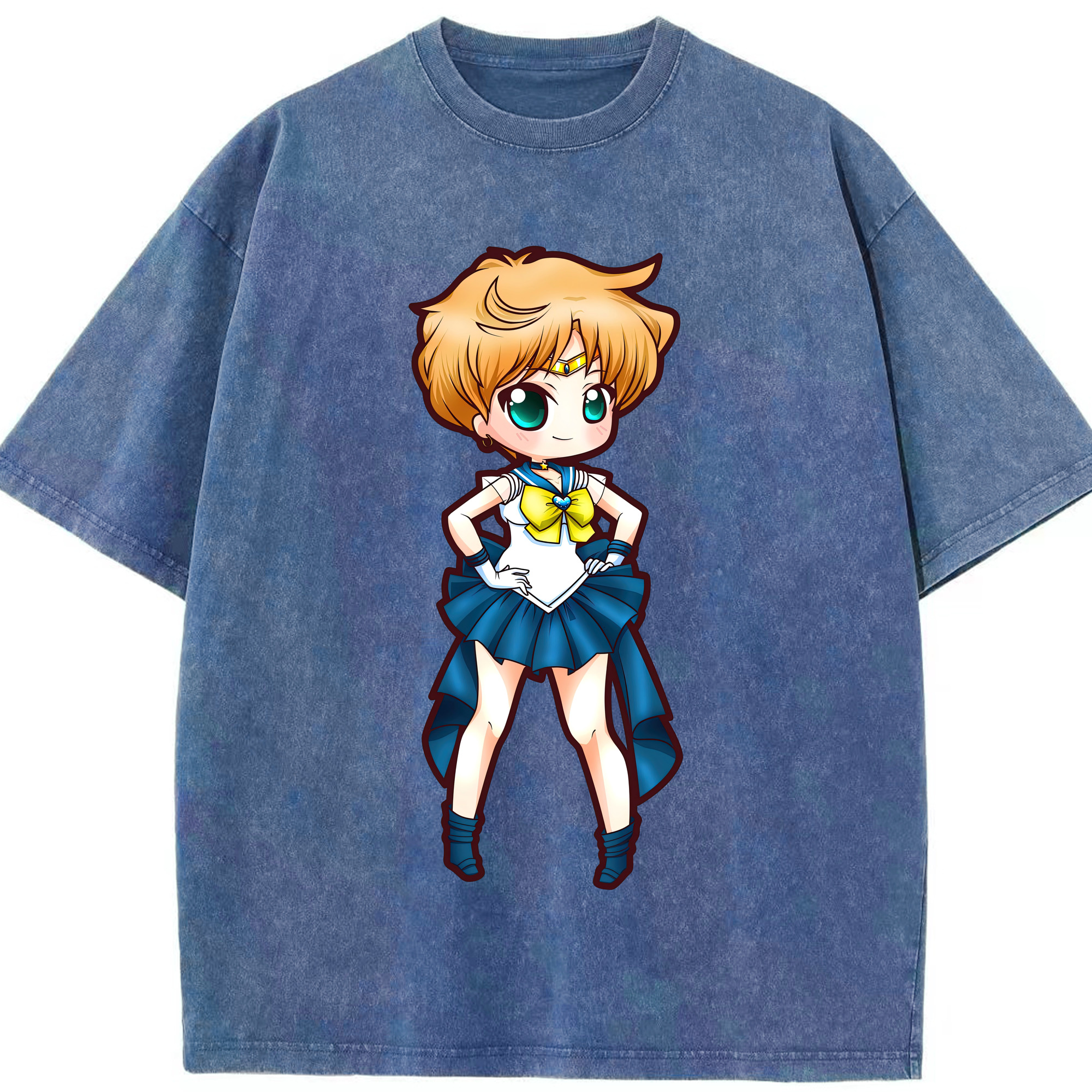 （画像用） 美少女戦士セーラームーン 天王はるか Sailor Moon Tenoh Haruka 綿100% ヴィンテージ風 半袖Tシャツ（フロントプリント）