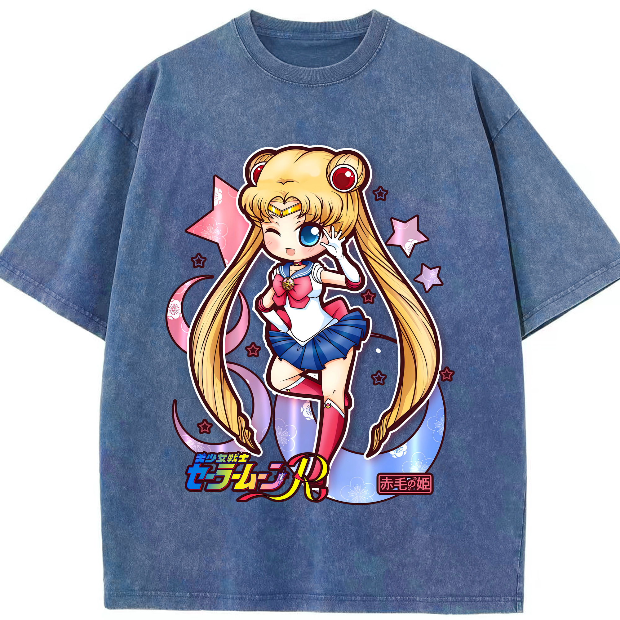 （画像用） 美少女戦士セーラームーン 月野 うさぎ つきの うさぎ Sailor Moon Tsukino Usagi 綿100% ヴィンテージ風 半袖Tシャツ（フロントプリント）