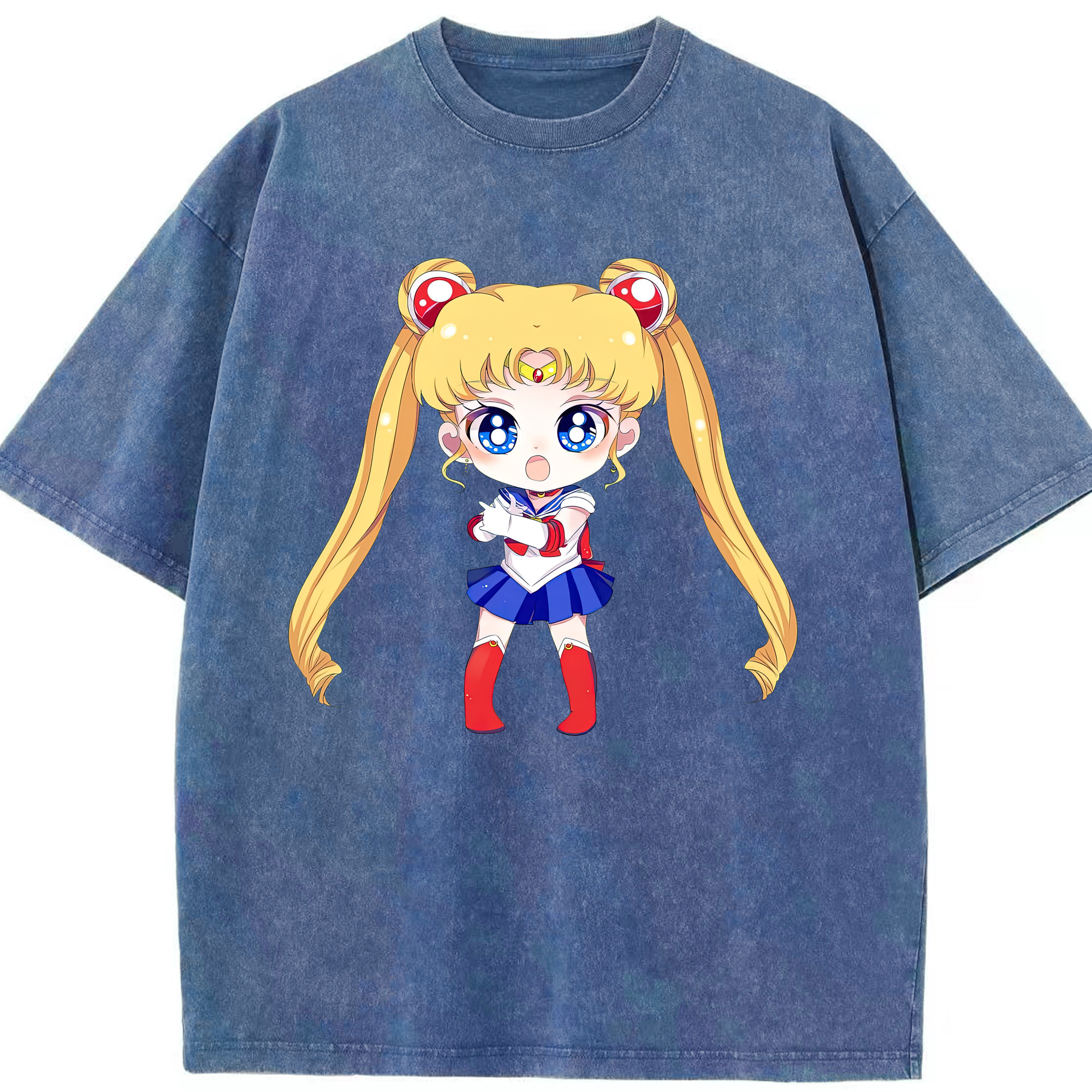 （画像用） 美少女戦士セーラームーン 月野 うさぎ つきの うさぎ Sailor Moon Tsukino Usagi 綿100% ヴィンテージ風 半袖Tシャツ（フロントプリント）