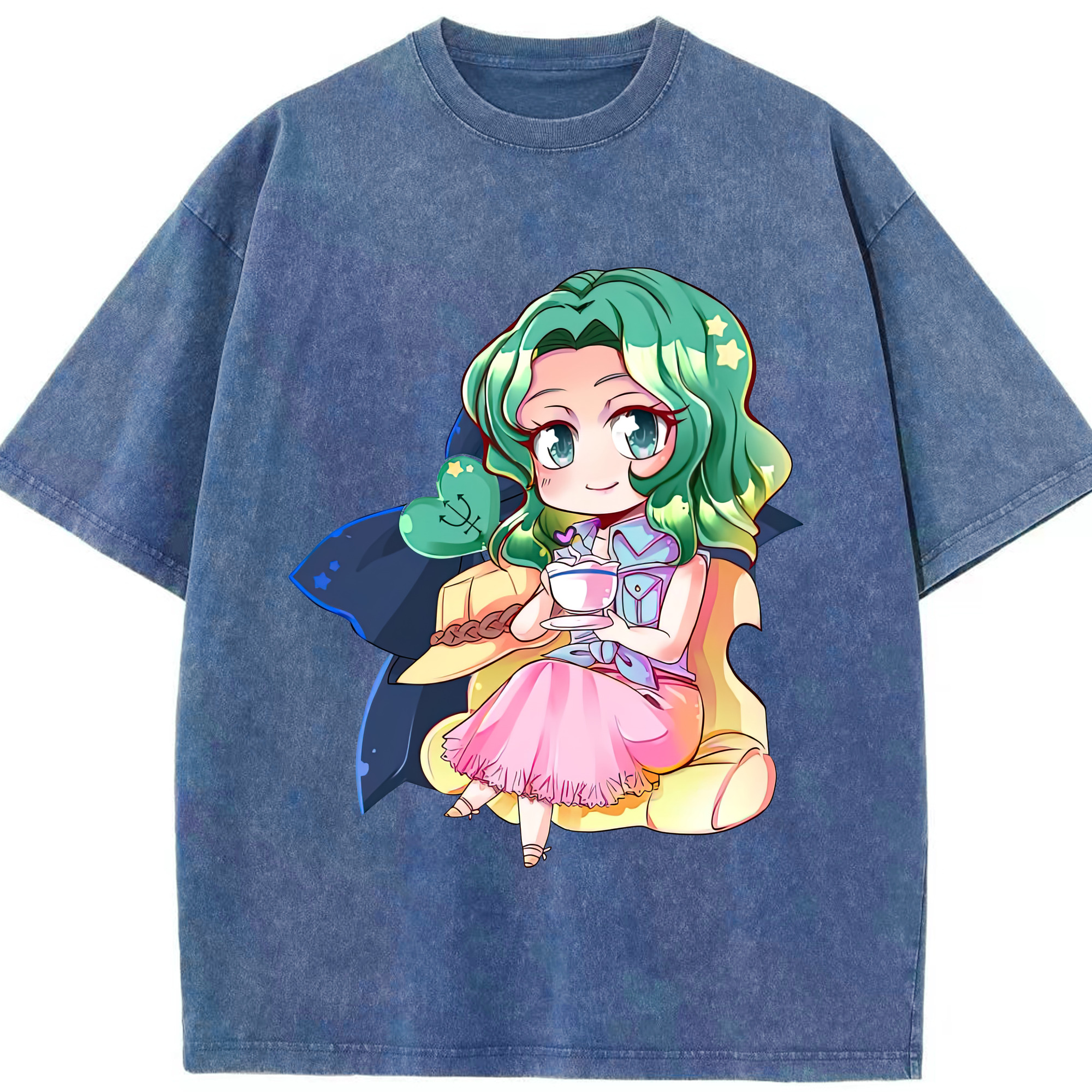 （画像用） 美少女戦士セーラームーン 海王 みちる（かいおう みちる） Sailor Moon Kaiou Michiru 綿100% ヴィンテージ風 半袖Tシャツ（フロントプリント）