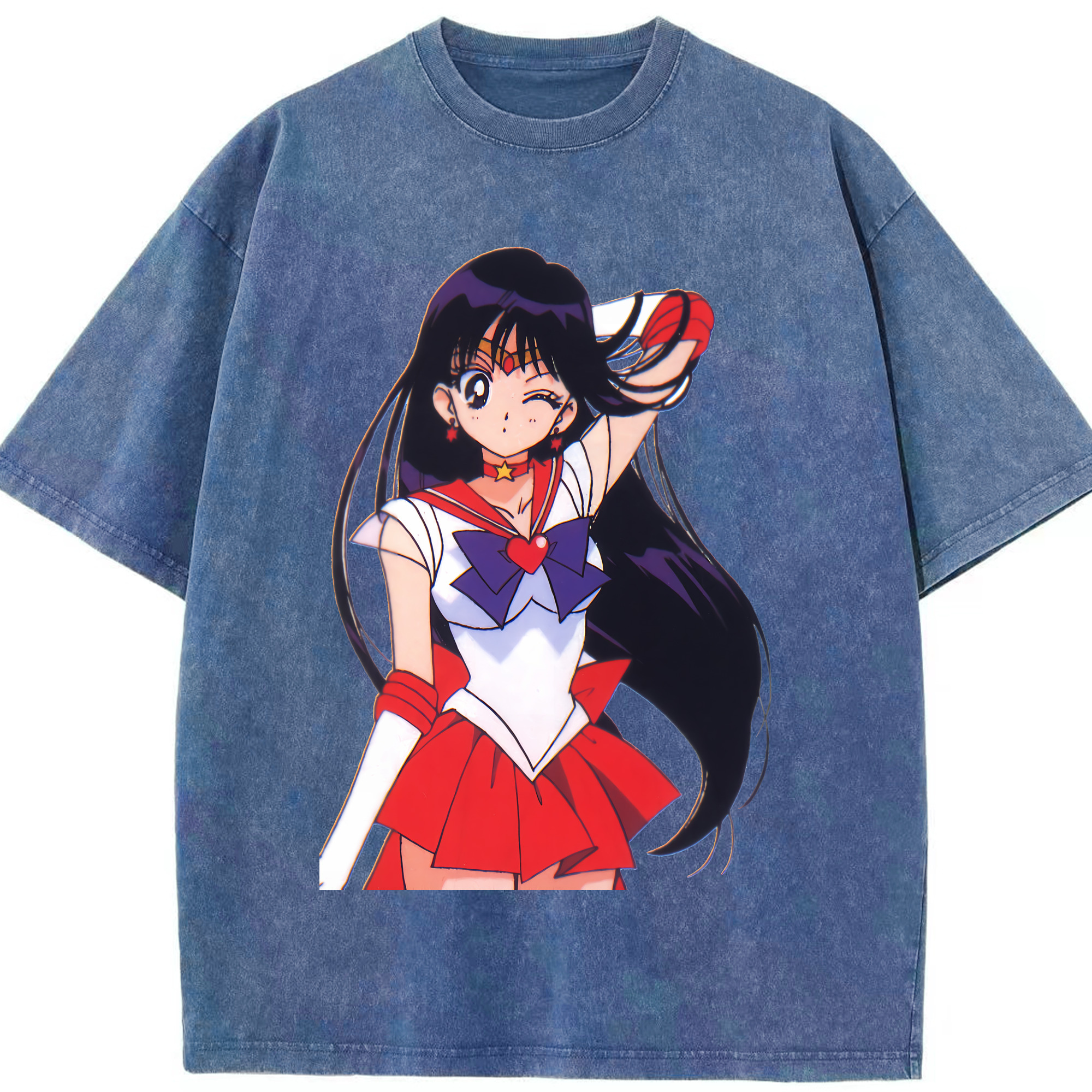 （画像用） 美少女戦士セーラームーン 火野レイ ひの レイ Sailor Moon Hino Rei （セーラーマーズ,Sailor Mars） 綿100% ヴィンテージ風 半袖Tシャツ（フロントプリント）