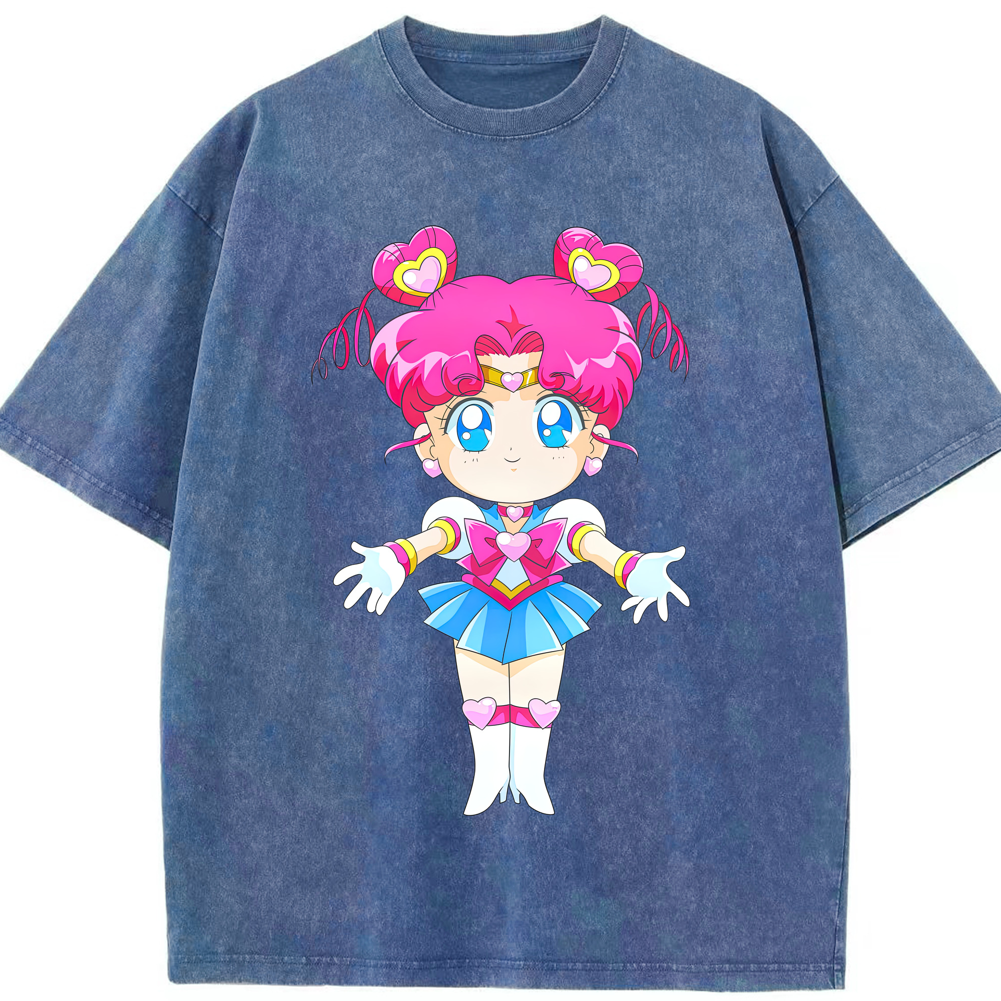 （画像用） 美少女戦士セーラームーン ちびうさ Sailor Moon Chibiusa Tsukino Usagi Small Lady Serenity 綿100% ヴィンテージ風 半袖Tシャツ（フロントプリント）