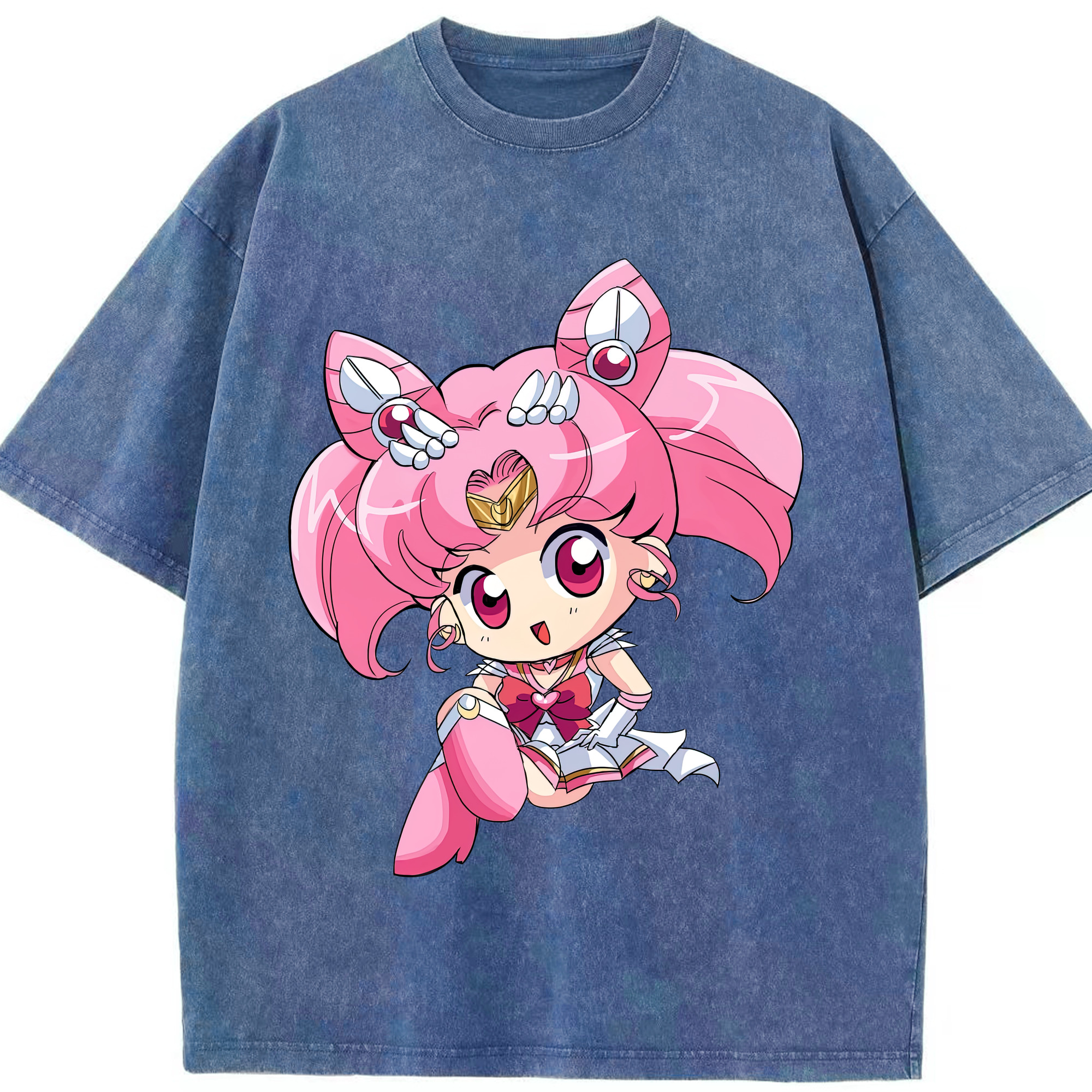 （画像用） 美少女戦士セーラームーン ちびうさ Sailor Moon Chibiusa Tsukino Usagi Small Lady Serenity 綿100% ヴィンテージ風 半袖Tシャツ（フロントプリント）