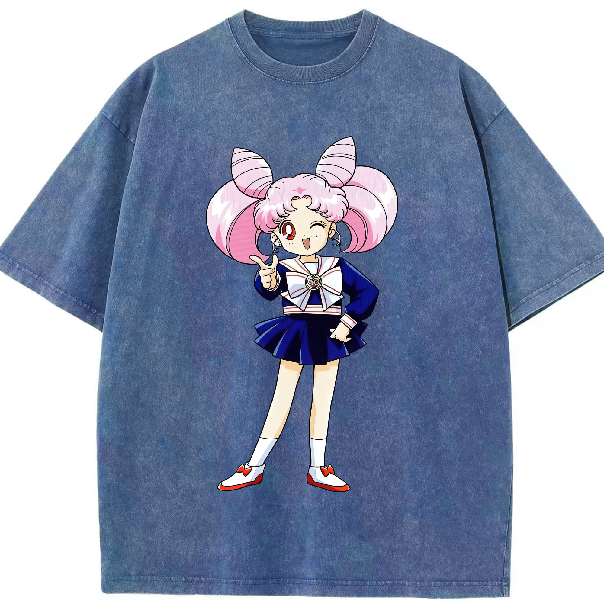 （画像用） 美少女戦士セーラームーン ちびうさ Sailor Moon Chibiusa Tsukino Usagi Small Lady Serenity 綿100% ヴィンテージ風 半袖Tシャツ（フロントプリント）