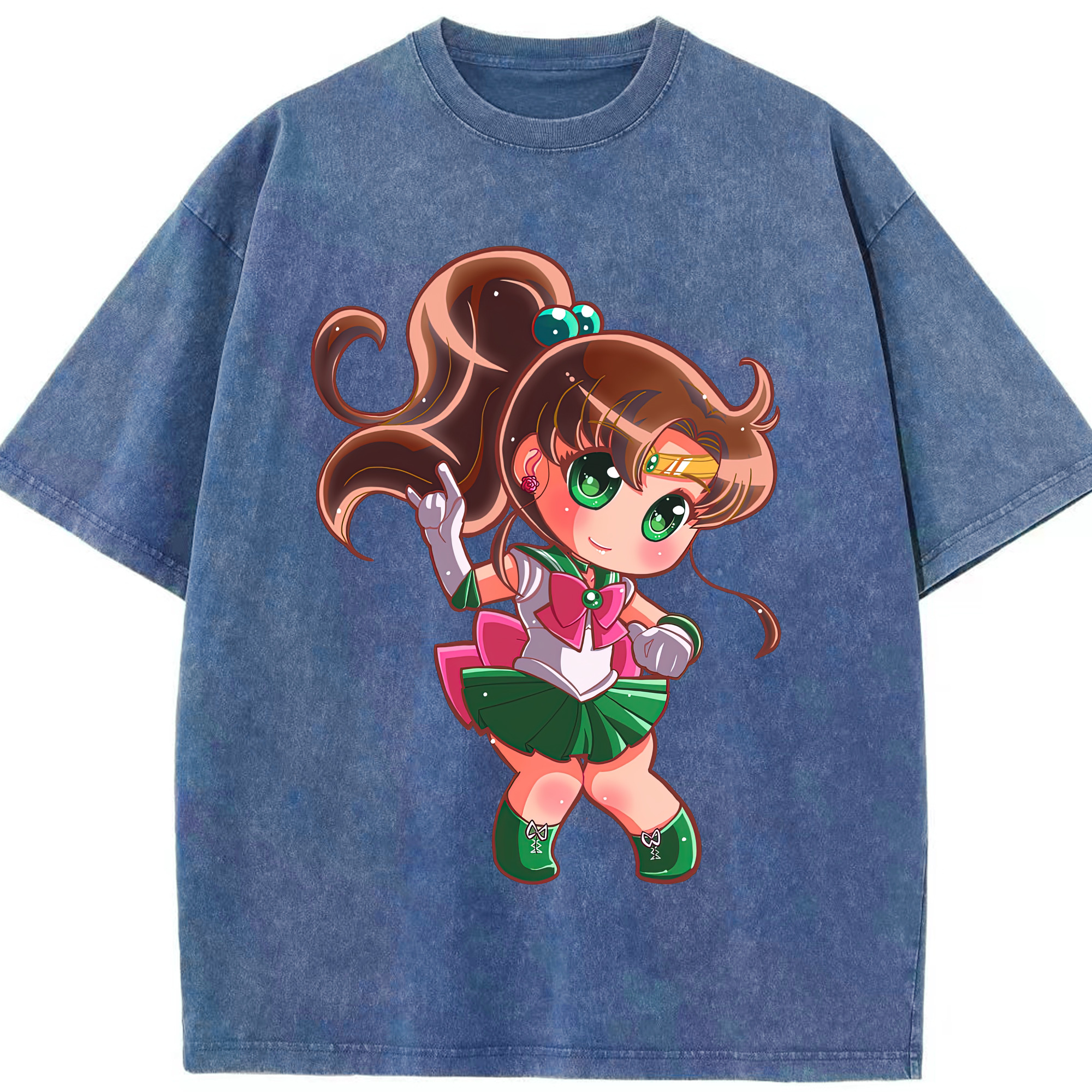 （画像用） 美少女戦士セーラームーン 木野 まこと きの まこと Sailor Moon Kino Makoto （セーラージュピター；Sailor Jupiter） 綿100% ヴィンテージ風 半袖Tシャツ（フロントプリント）