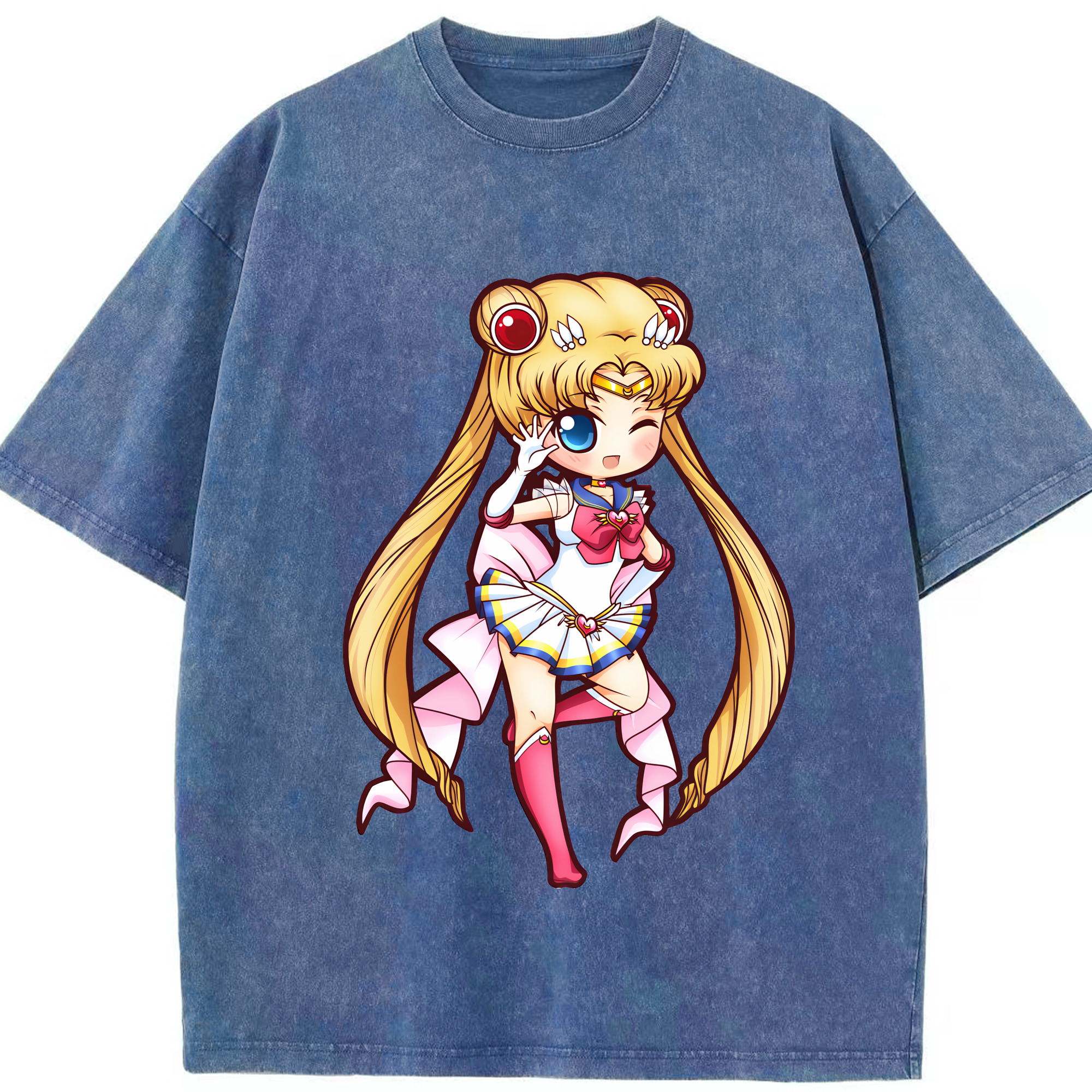 （画像用） 美少女戦士セーラームーン 月野 うさぎ つきの うさぎ Sailor Moon Tsukino Usagi 綿100% ヴィンテージ風 半袖Tシャツ（フロントプリント）