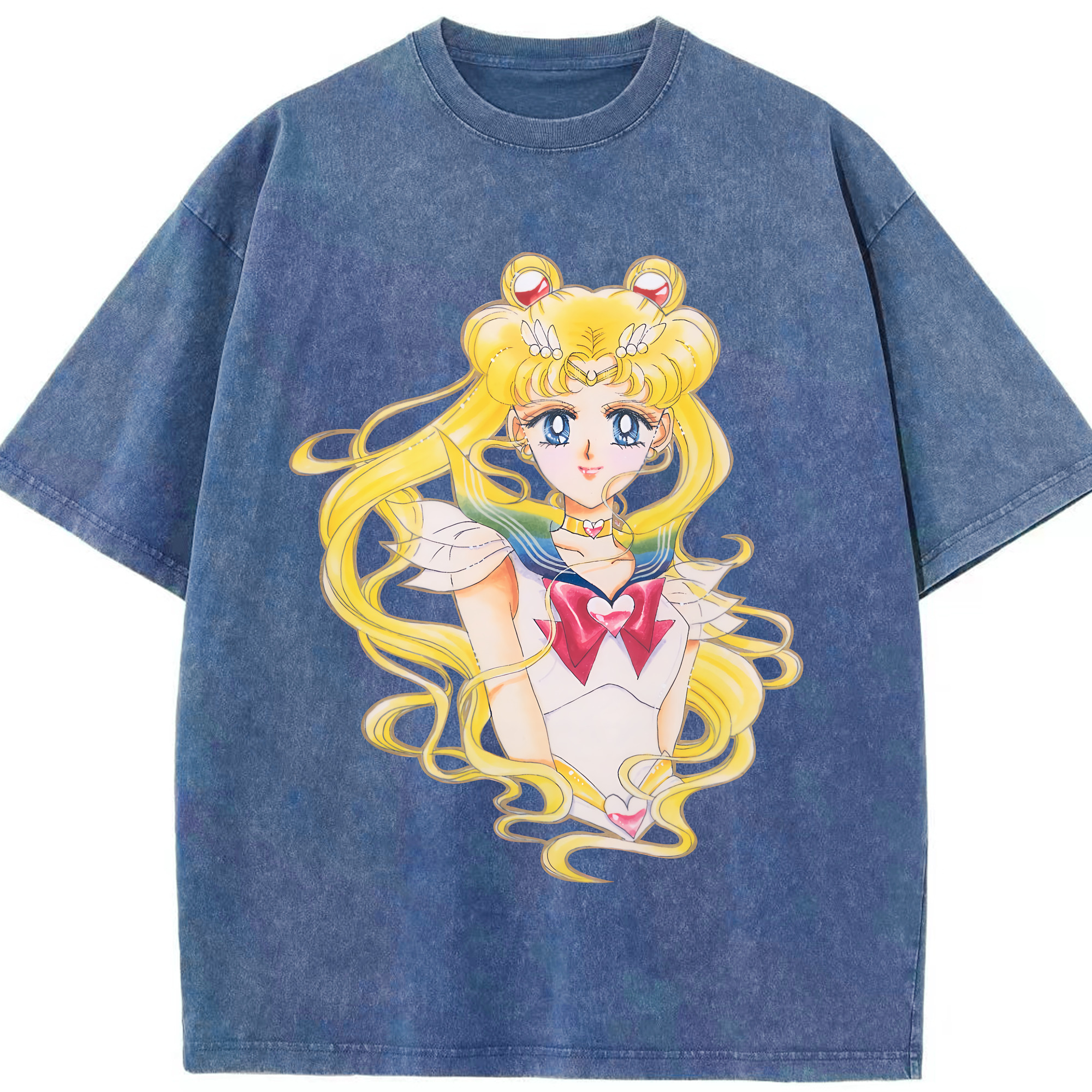 （画像用） 美少女戦士セーラームーン 月野 うさぎ つきの うさぎ Sailor Moon Tsukino Usagi 綿100% ヴィンテージ風 半袖Tシャツ（フロントプリント）