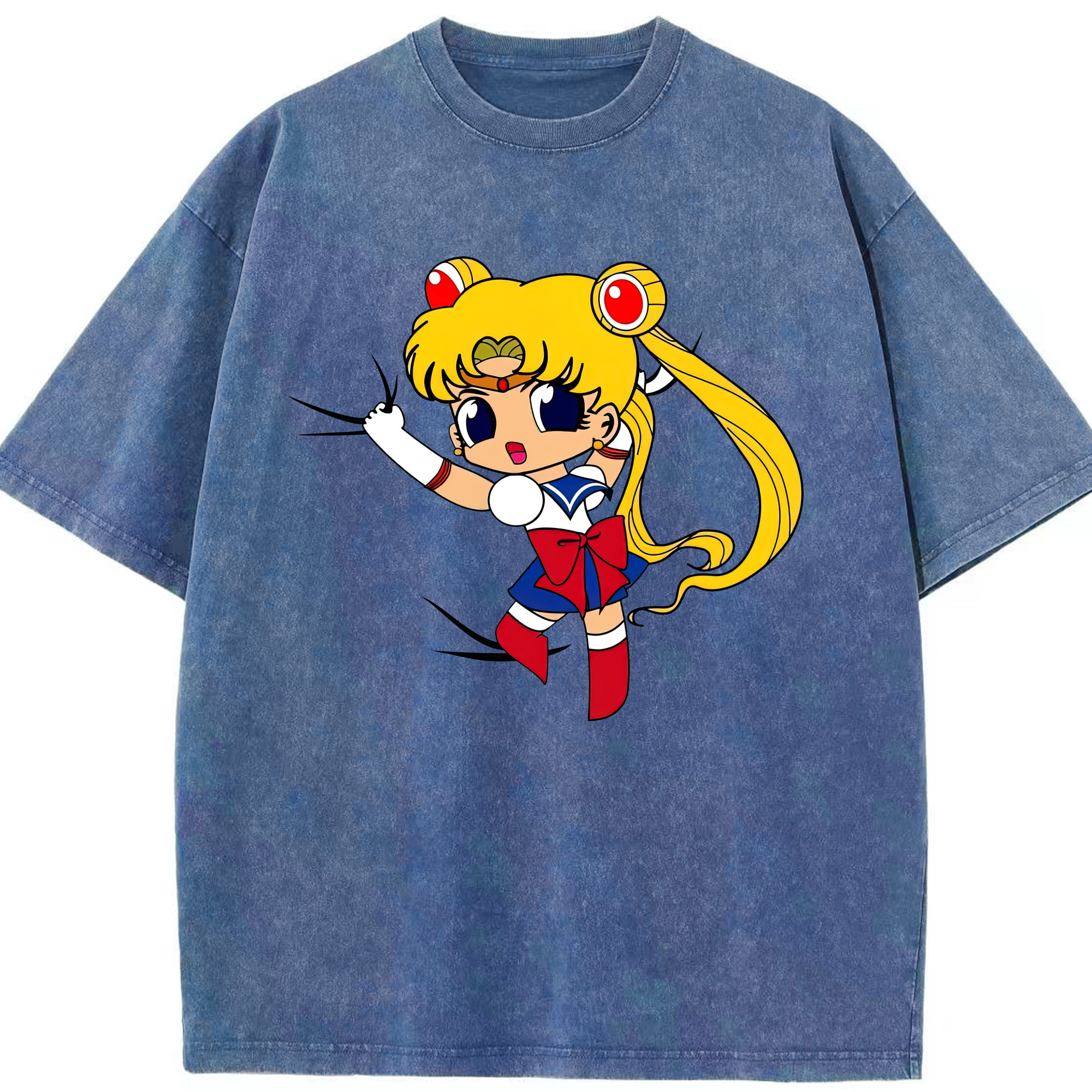 （画像用） 美少女戦士セーラームーン 月野 うさぎ つきの うさぎ Sailor Moon Tsukino Usagi 綿100% ヴィンテージ風 半袖Tシャツ（フロントプリント）