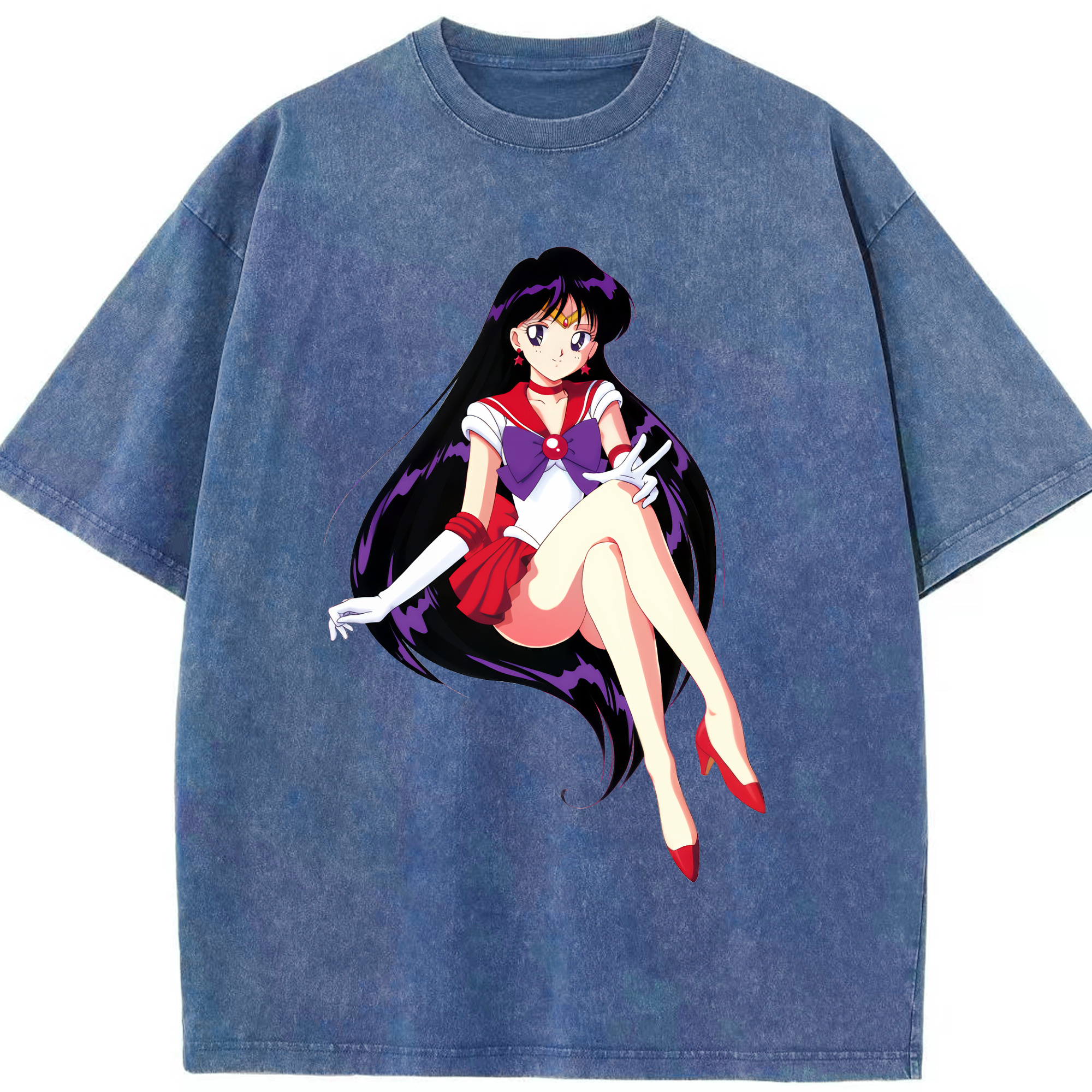 （画像用） 美少女戦士セーラームーン 火野レイ ひの レイ Sailor Moon Hino Rei （セーラーマーズ,Sailor Mars） 綿100% ヴィンテージ風 半袖Tシャツ（フロントプリント）