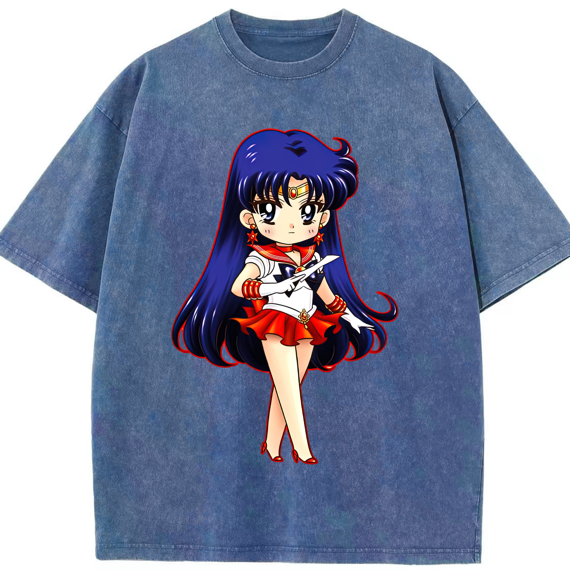 （画像用） 美少女戦士セーラームーン 火野レイ ひの レイ Sailor Moon Hino Rei （セーラーマーズ,Sailor Mars） 綿100% ヴィンテージ風 半袖Tシャツ（フロントプリント）