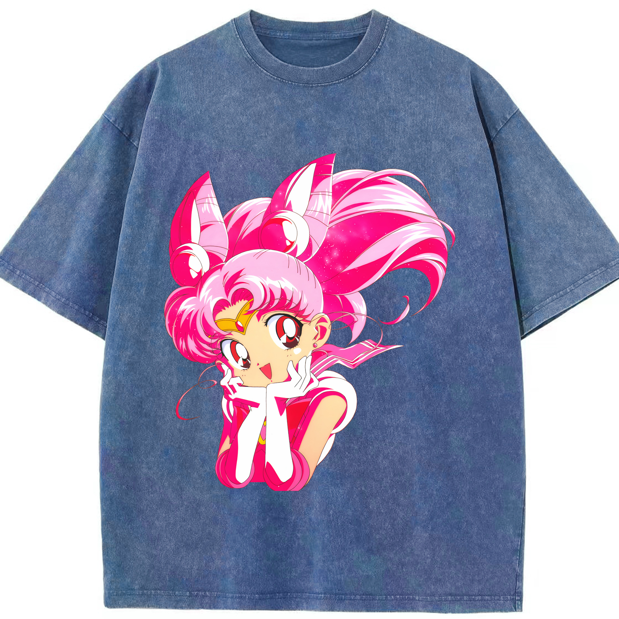 （画像用） 美少女戦士セーラームーン ちびうさ Sailor Moon Chibiusa Tsukino Usagi Small Lady Serenity 綿100% ヴィンテージ風 半袖Tシャツ（フロントプリント）