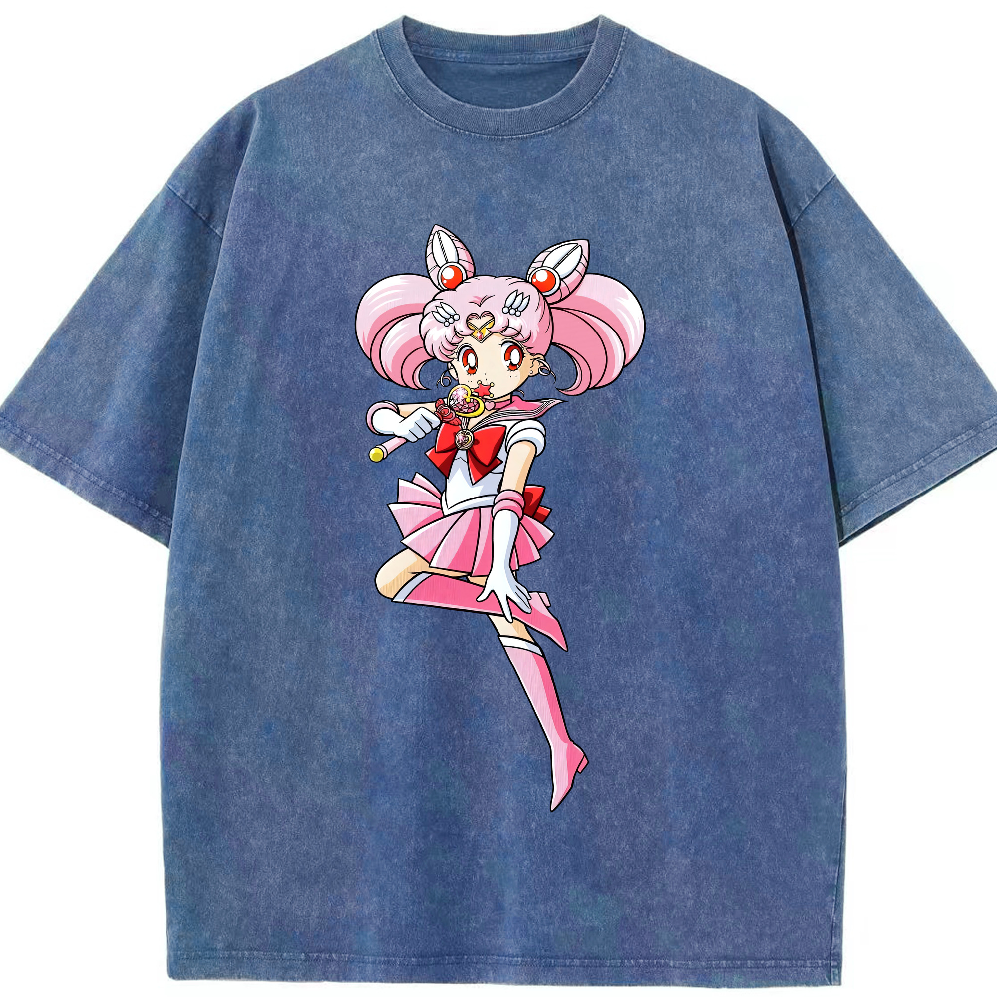（画像用） 美少女戦士セーラームーン ちびうさ Sailor Moon Chibiusa Tsukino Usagi Small Lady Serenity 綿100% ヴィンテージ風 半袖Tシャツ（フロントプリント）