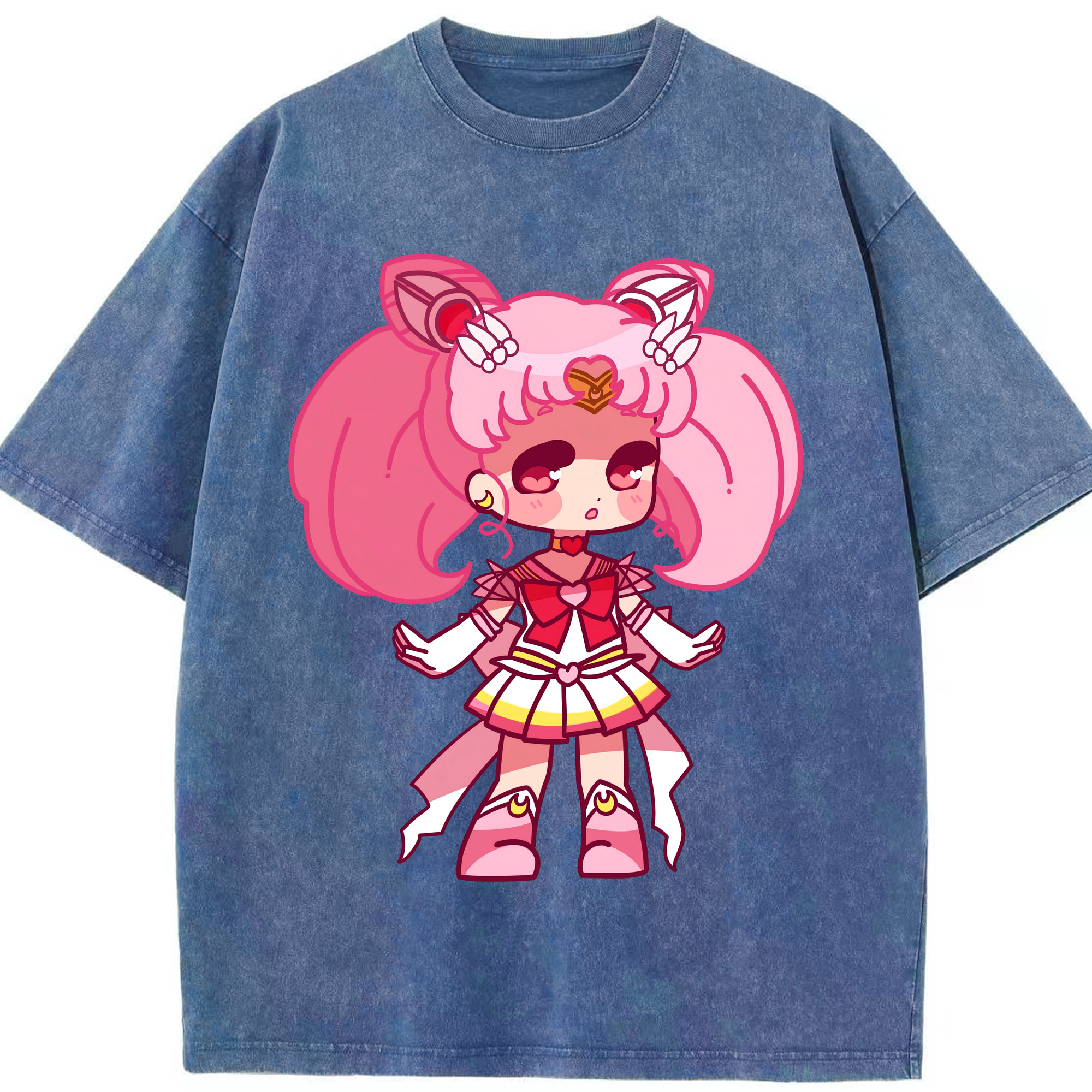 （画像用） 美少女戦士セーラームーン ちびうさ Sailor Moon Chibiusa Tsukino Usagi Small Lady Serenity 綿100% ヴィンテージ風 半袖Tシャツ（フロントプリント）
