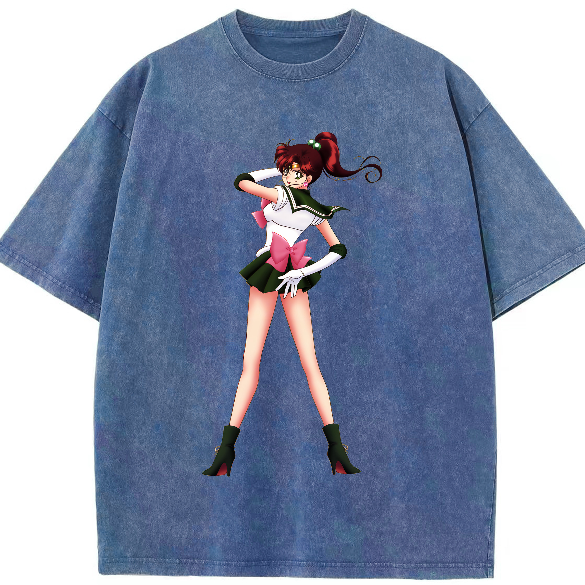（画像用） 美少女戦士セーラームーン 木野 まこと きの まこと Sailor Moon Kino Makoto （セーラージュピター；Sailor Jupiter） 綿100% ヴィンテージ風 半袖Tシャツ（フロントプリント）