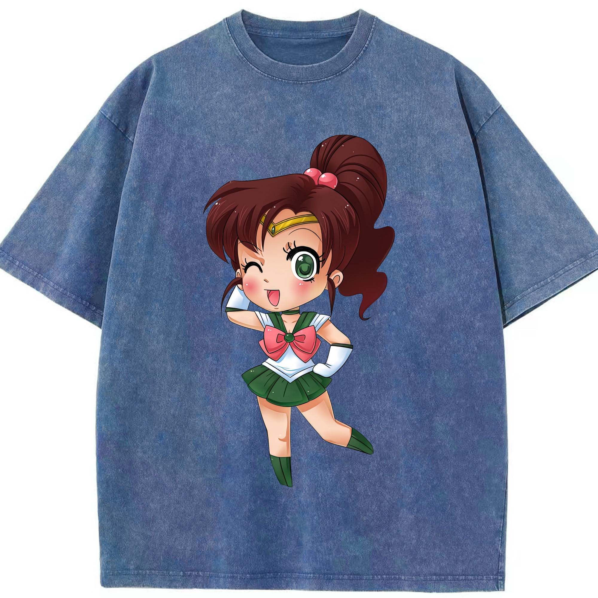 （画像用） 美少女戦士セーラームーン 木野 まこと きの まこと Sailor Moon Kino Makoto （セーラージュピター；Sailor Jupiter） 綿100% ヴィンテージ風 半袖Tシャツ（フロントプリント）