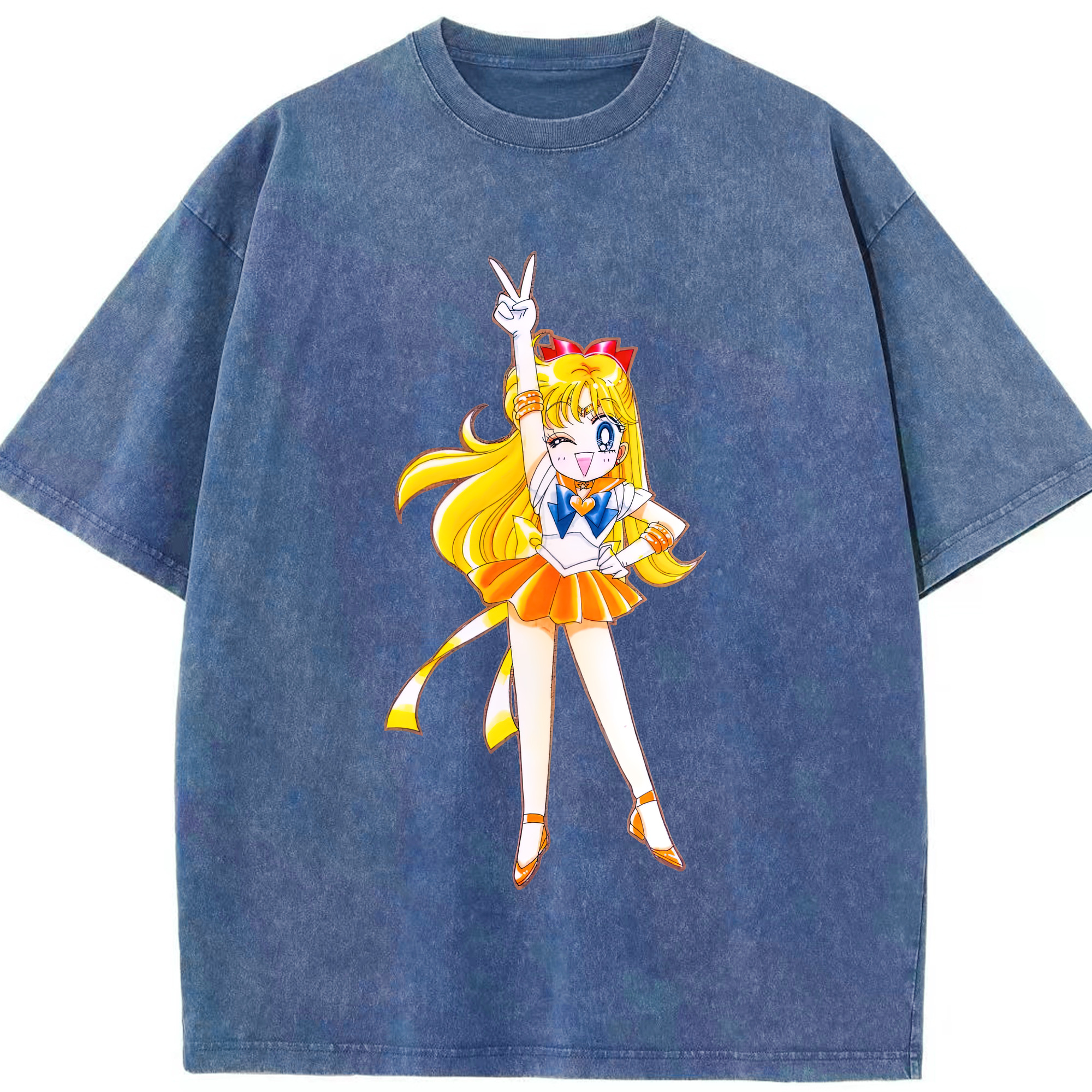 （画像用） 美少女戦士セーラームーン 愛野 美奈子 あいの みなこ Sailor Moon Aino Minako 綿100% ヴィンテージ風 半袖Tシャツ（フロントプリント）