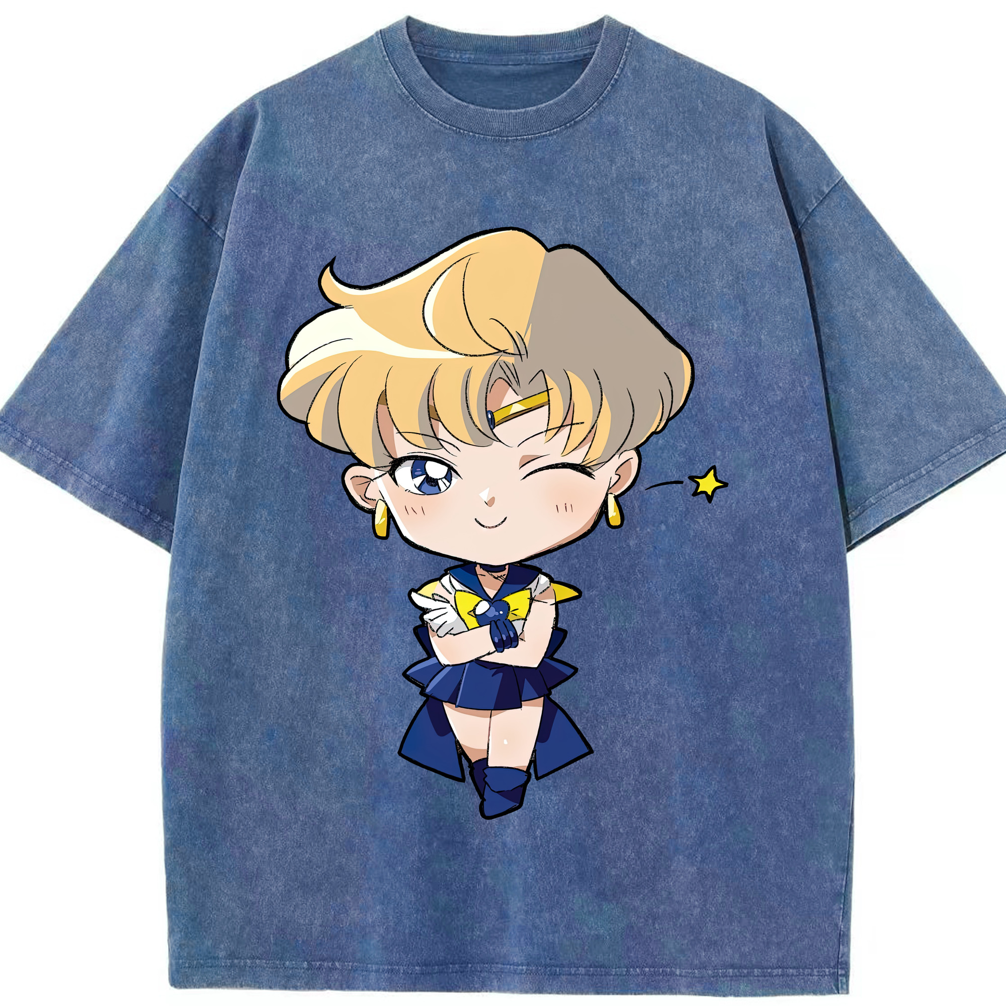 （画像用） 美少女戦士セーラームーン 天王はるか Sailor Moon Tenoh Haruka 綿100% ヴィンテージ風 半袖Tシャツ（フロントプリント）